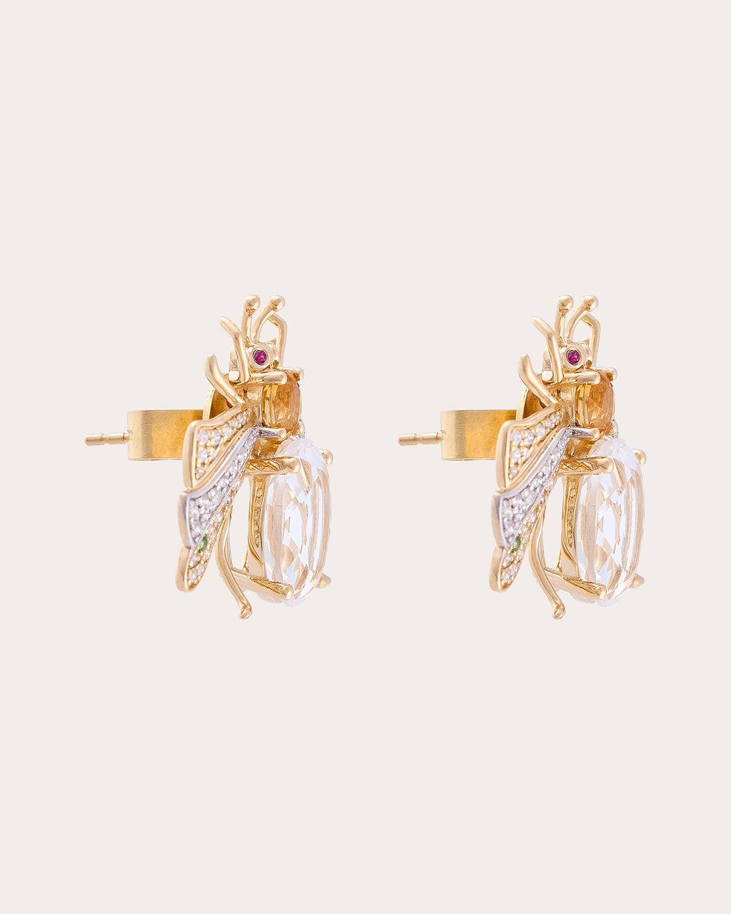 Crystal Quartz & Diamond Candy Stud Earrings