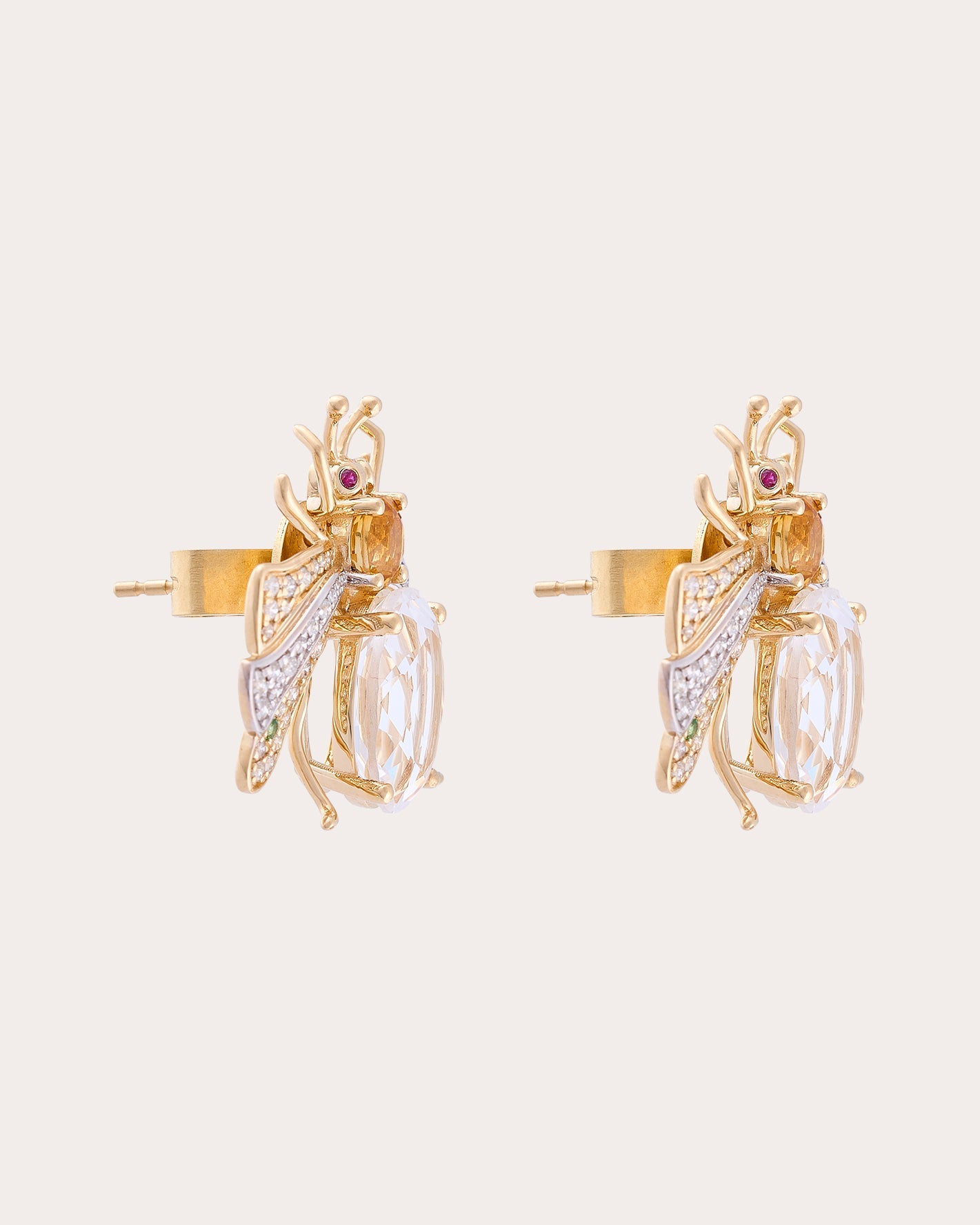 Crystal Quartz & Diamond Candy Stud Earrings