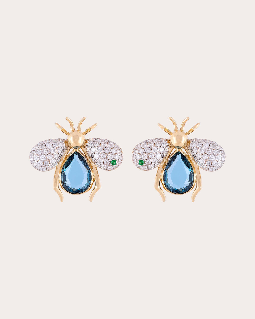 Blue Topaz & Diamond Abeja Real Stud Earrings