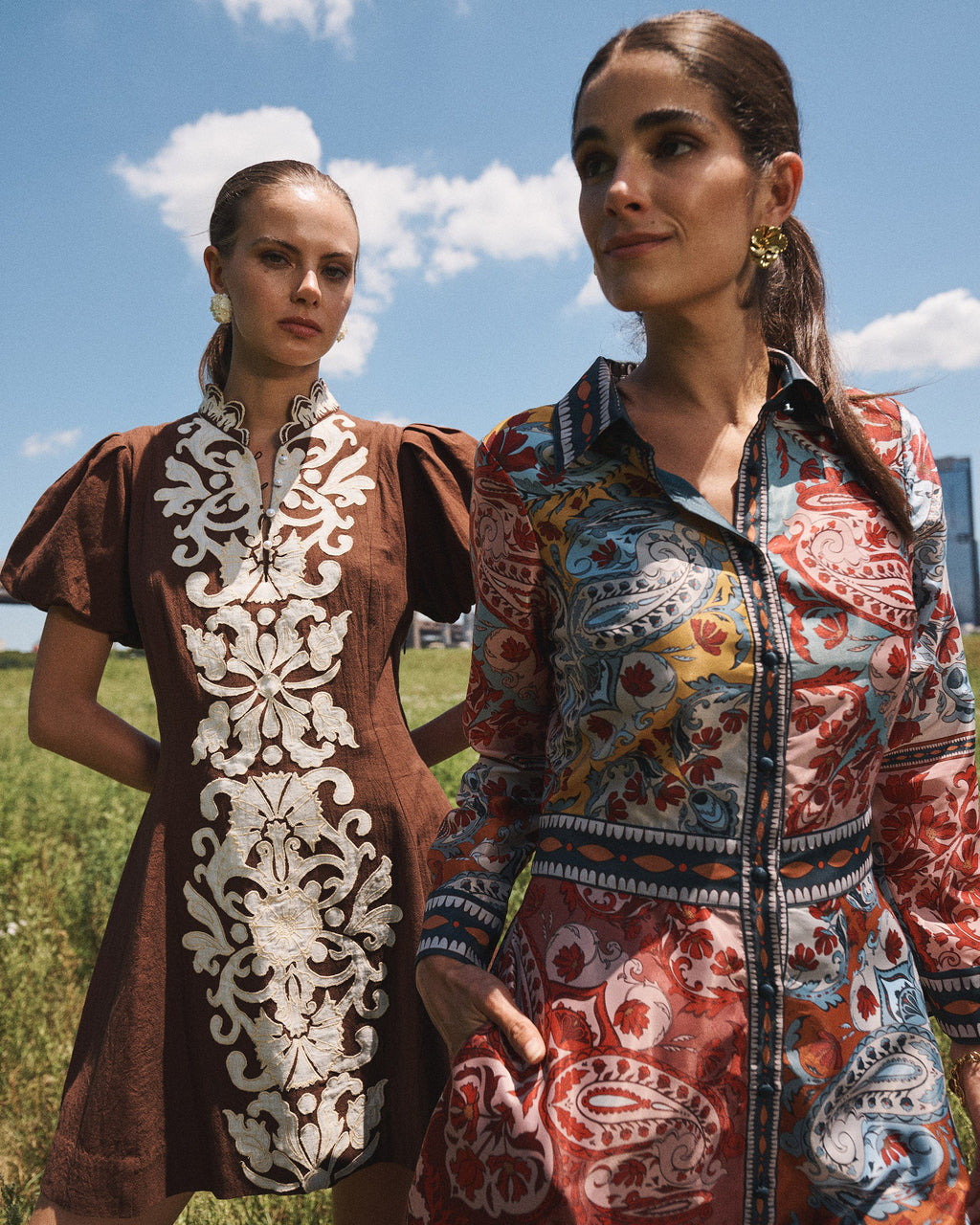 Casablanca Patchwork Twill Midi Shirt Dress
