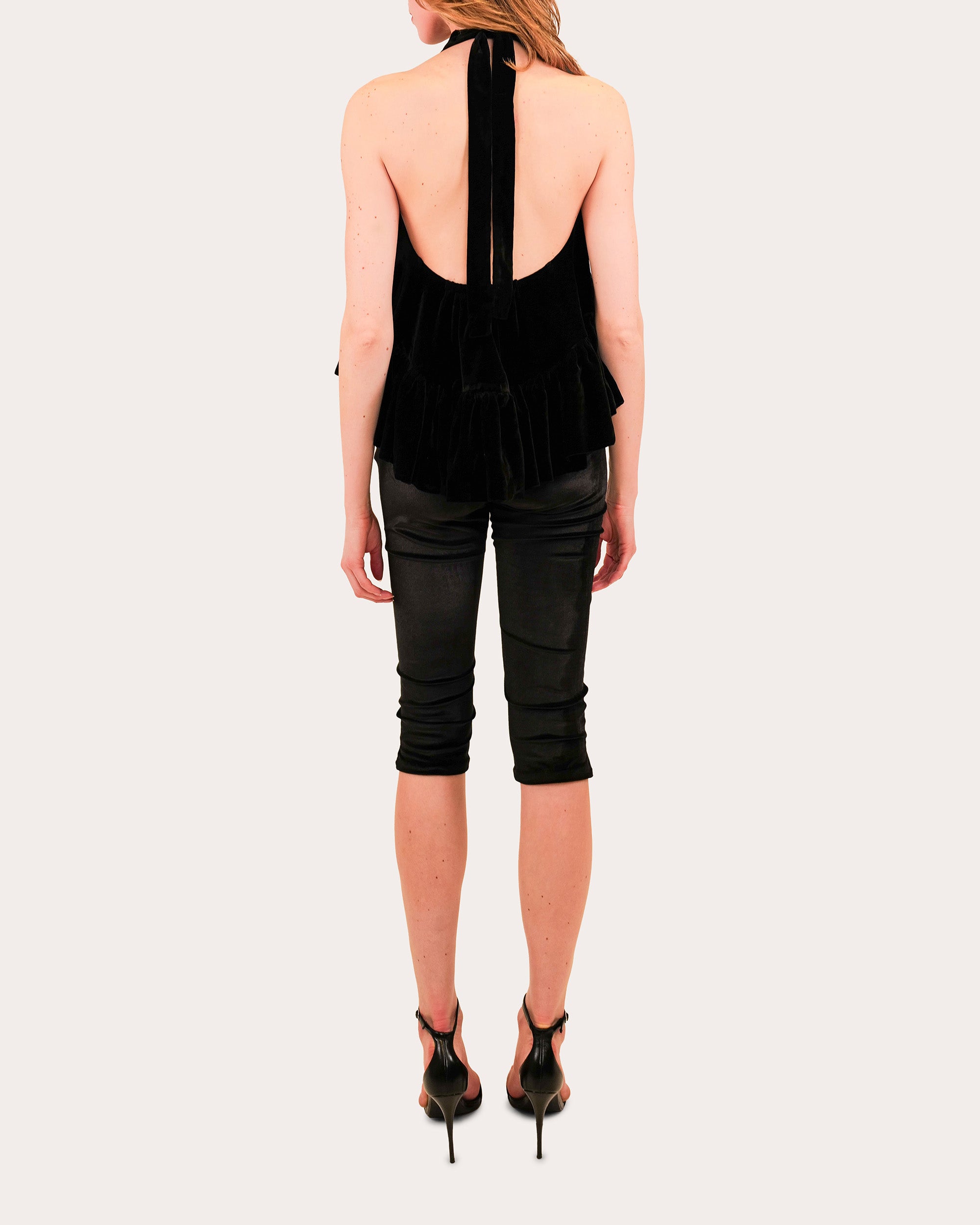 Winston Velvet Ruffle Halter Top