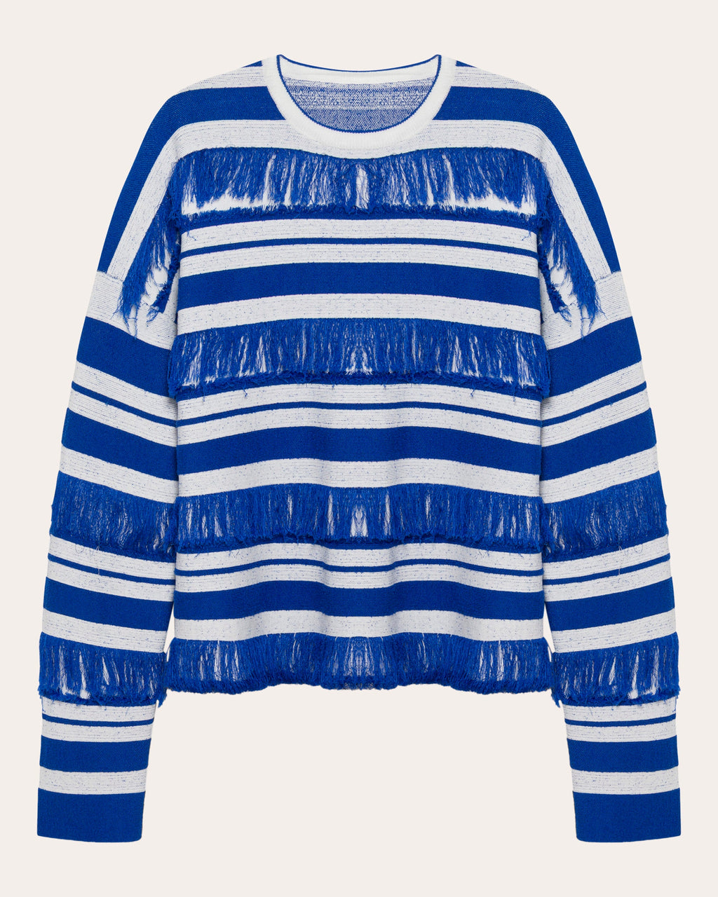 Carrick Stripe Fringe Crewneck Sweater