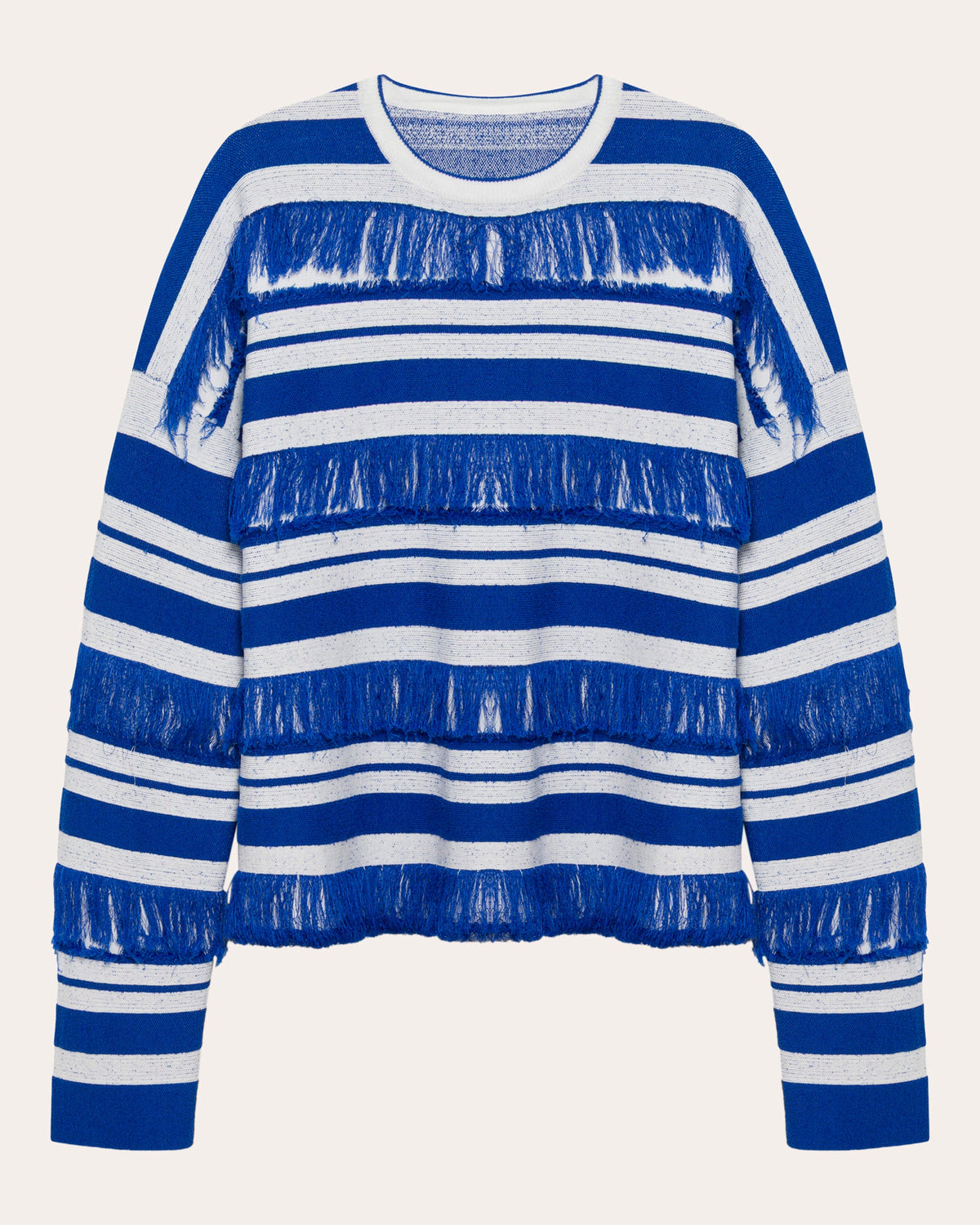 Carrick Stripe Fringe Crewneck Sweater