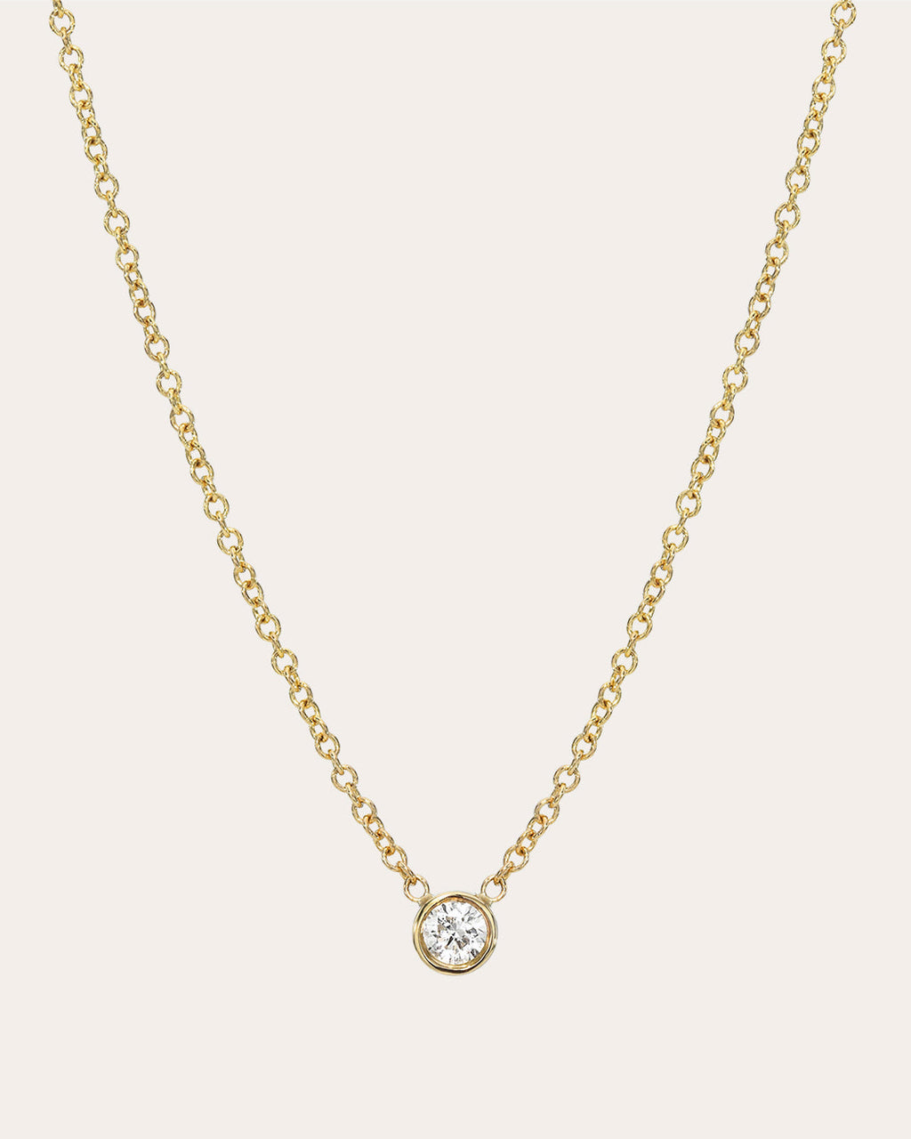 Diamond & 14k Gold Small Bezel Pendant Necklace 