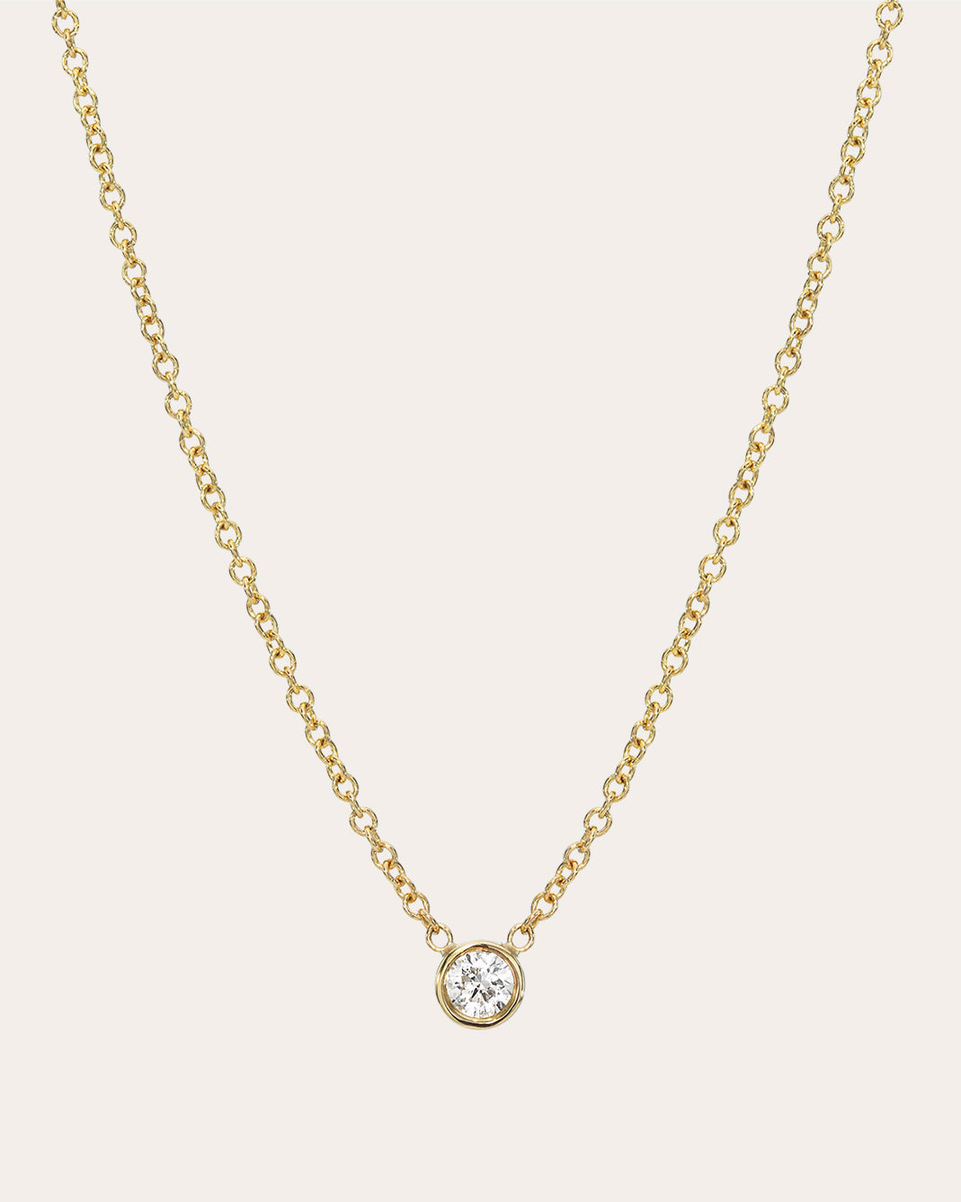 Diamond & 14k Gold Small Bezel Pendant Necklace 