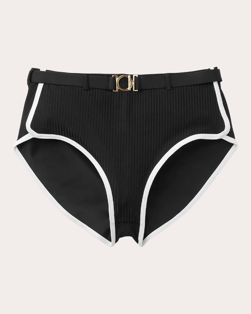 Ribbed Sport High-Rise Bikini Bottoms