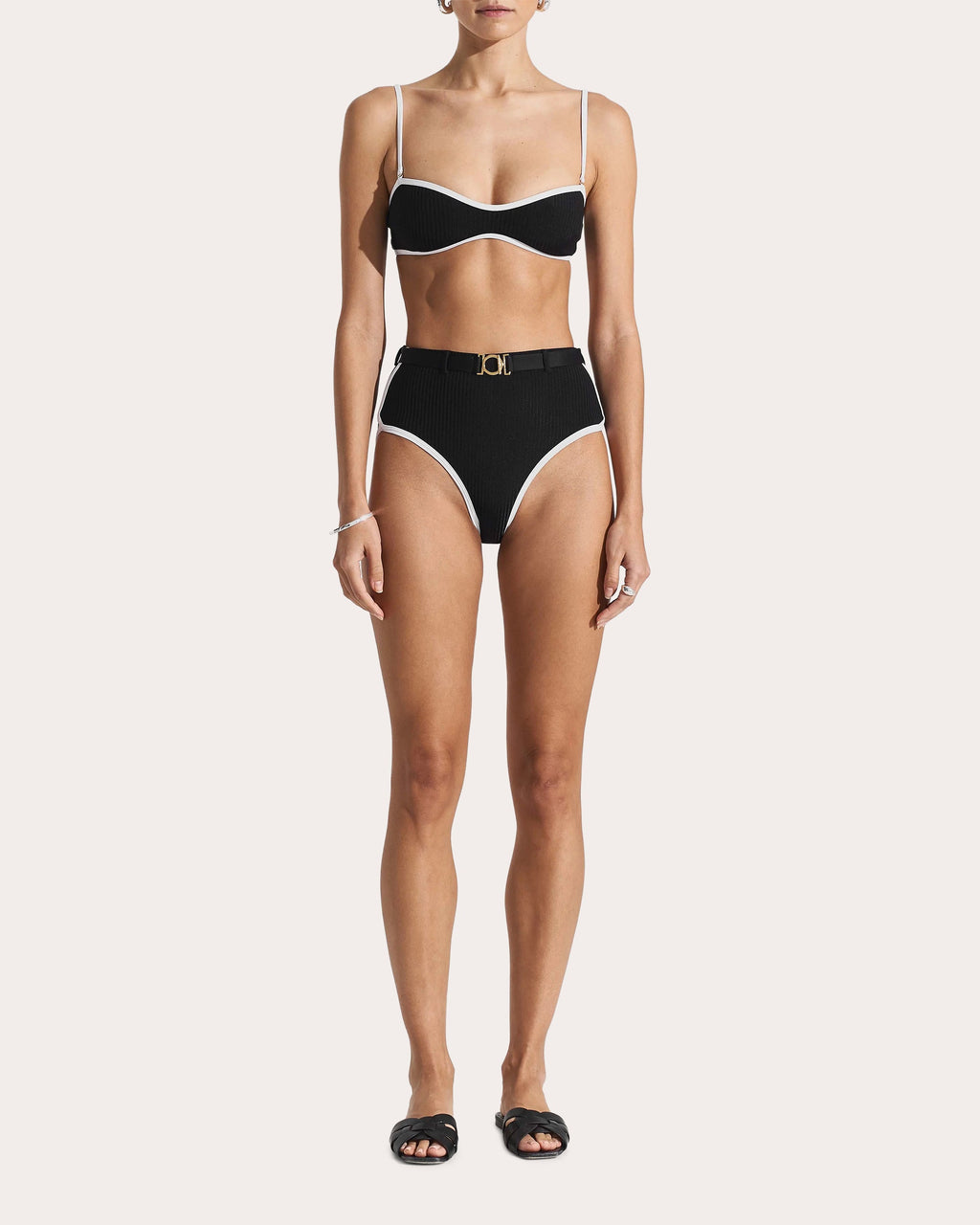 Ribbed Sport High-Rise Bikini Bottoms