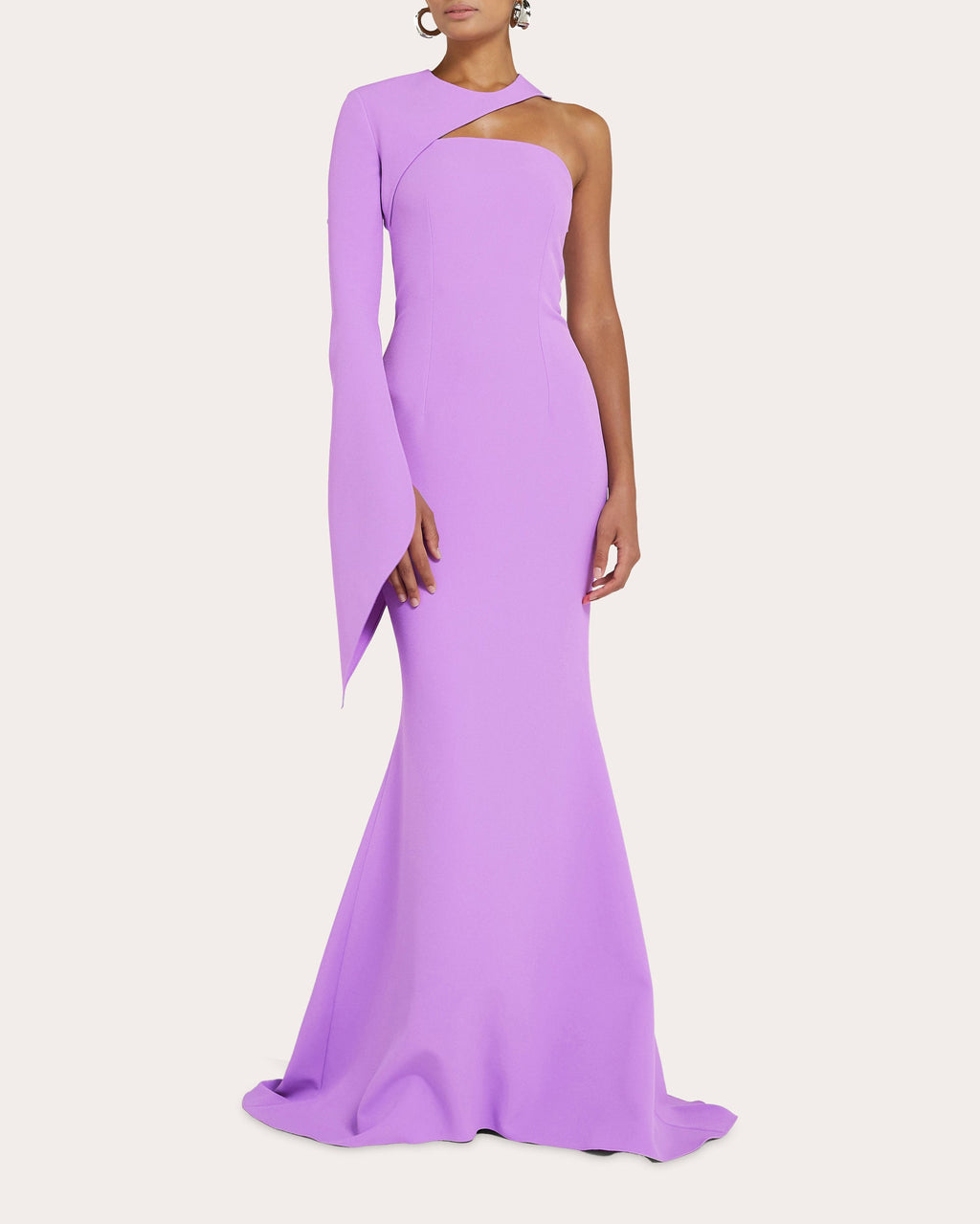 Raha Asymmetric Stretch-Crepe Gown