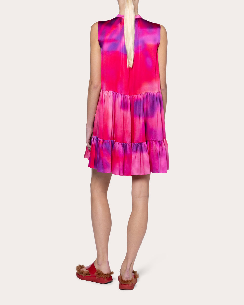 Phinia Printed Silk Satin Tiered Mini Dress
