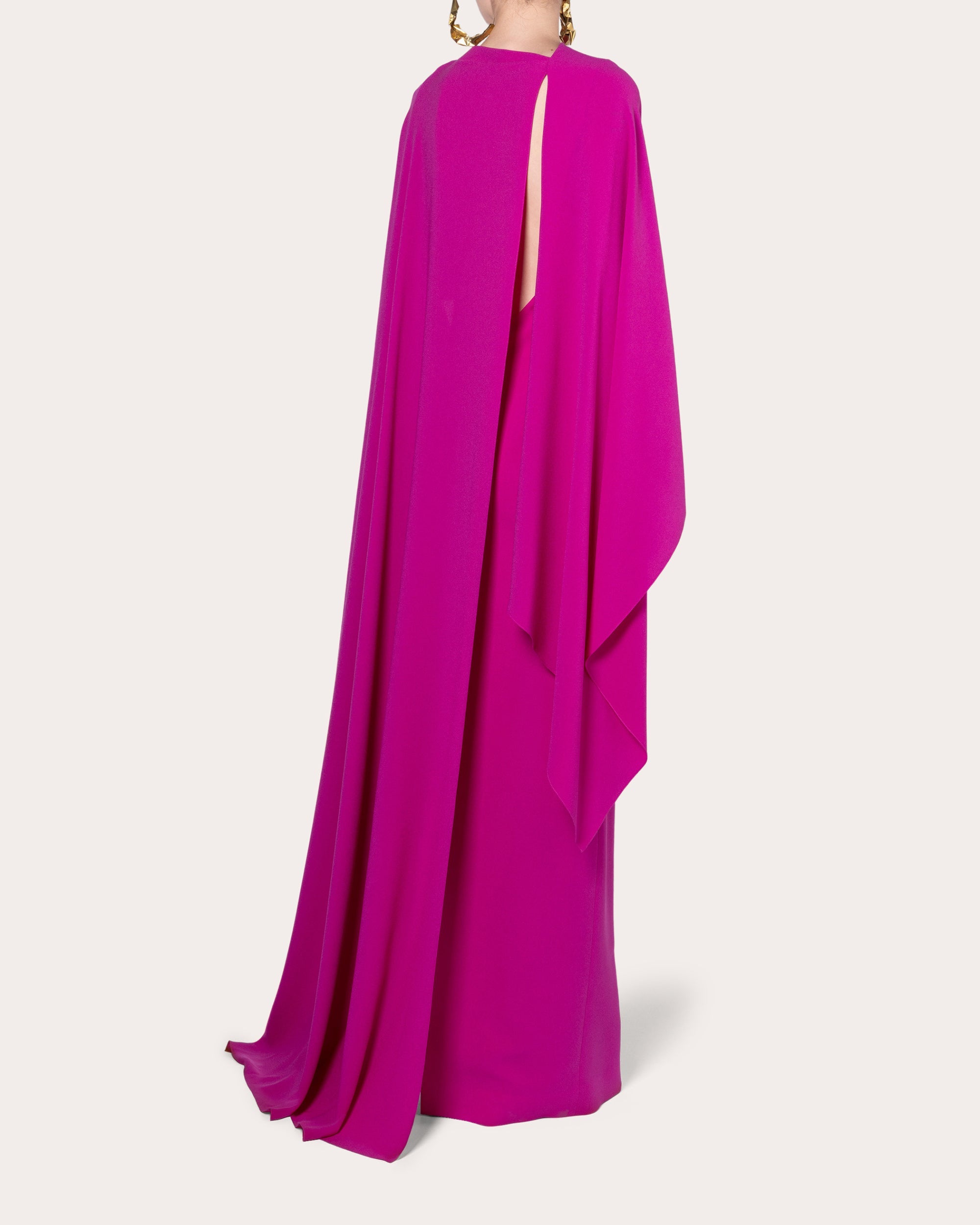 Demetria Crepe Draped Cape Gown