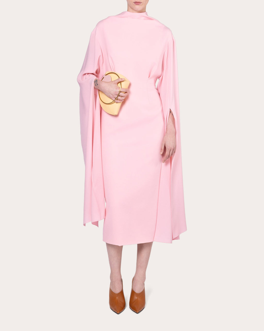 Nour Crepe Draped Cape Midi Dress