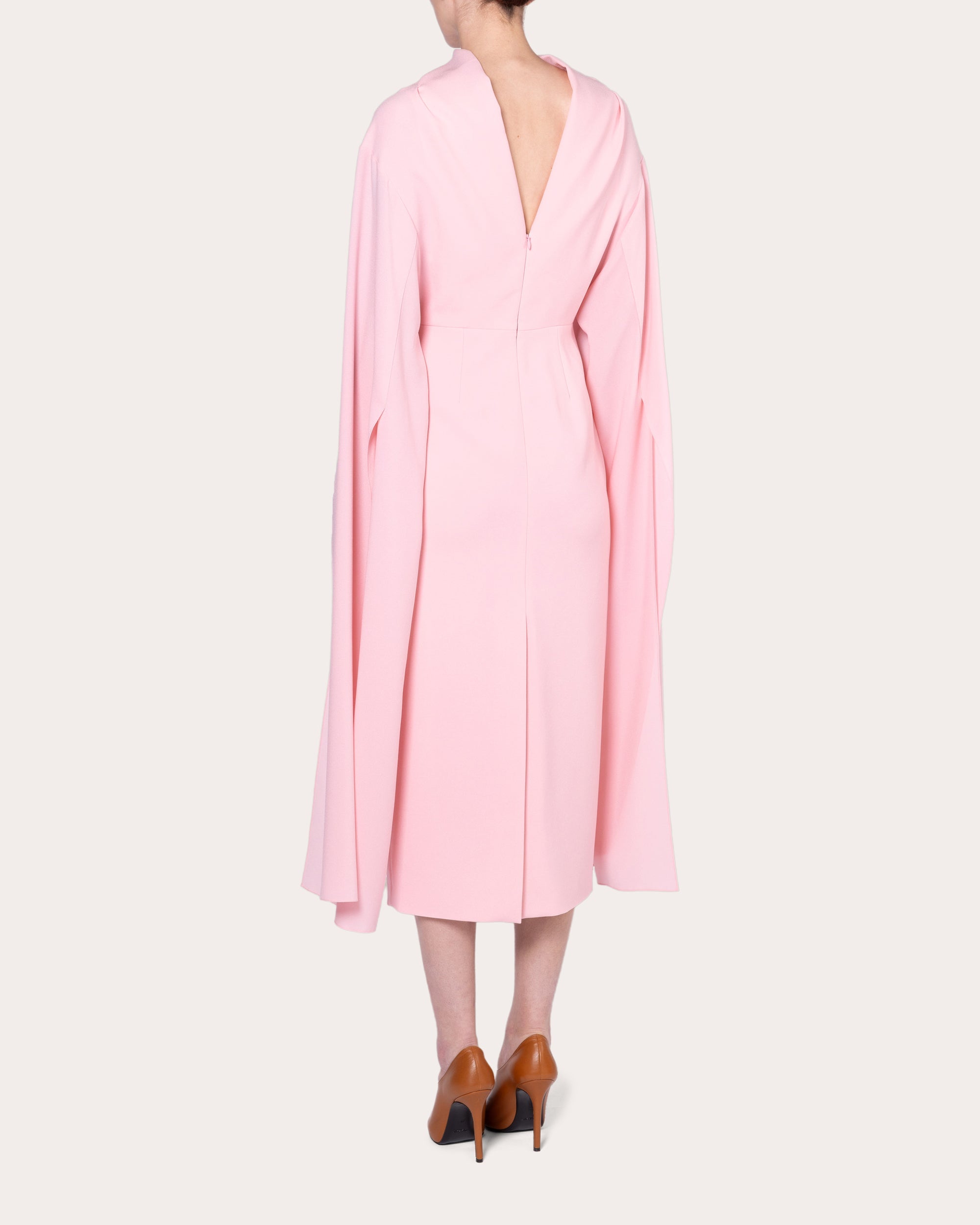 Nour Crepe Draped Cape Midi Dress