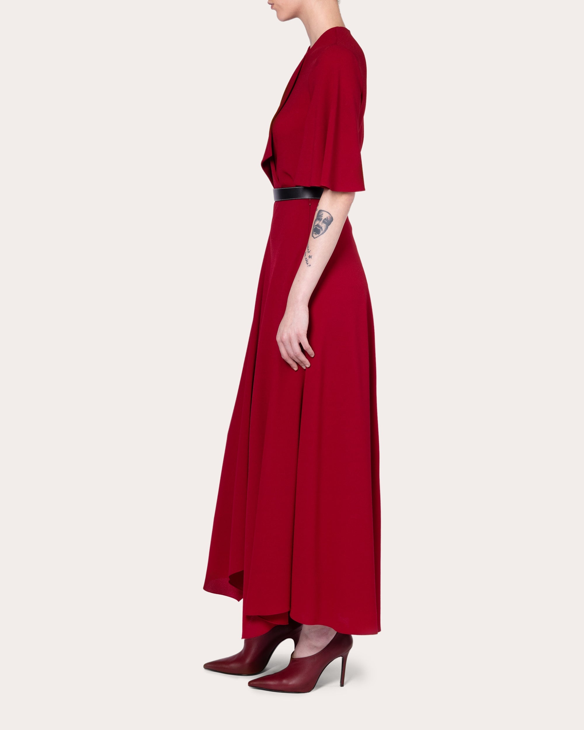 Asha Crepe Asymmetric Maxi Skirt