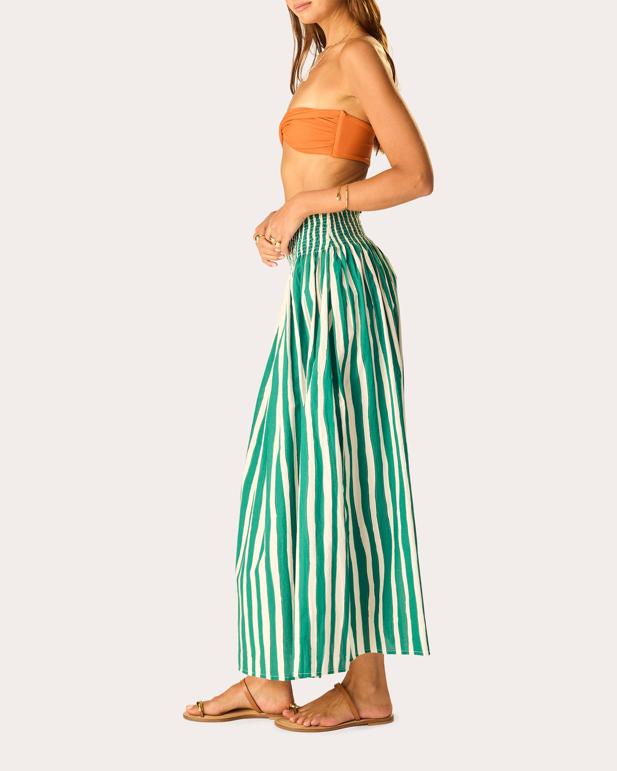 Bella Stripe Cotton Smocked Maxi Skirt