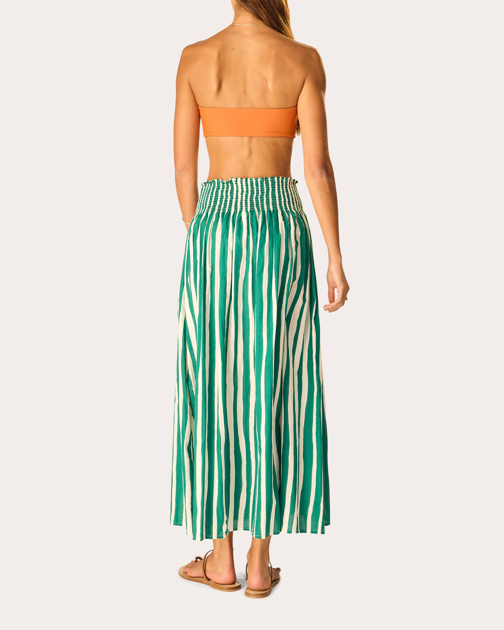 Bella Stripe Cotton Smocked Maxi Skirt