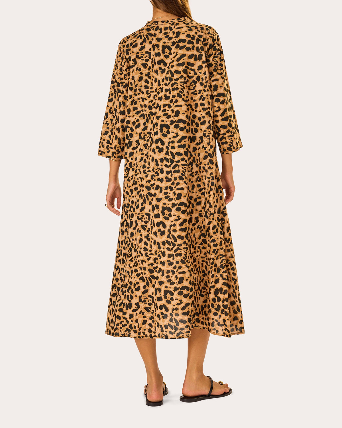 Isobel Leopard Cotton Kaftan Midi Dress