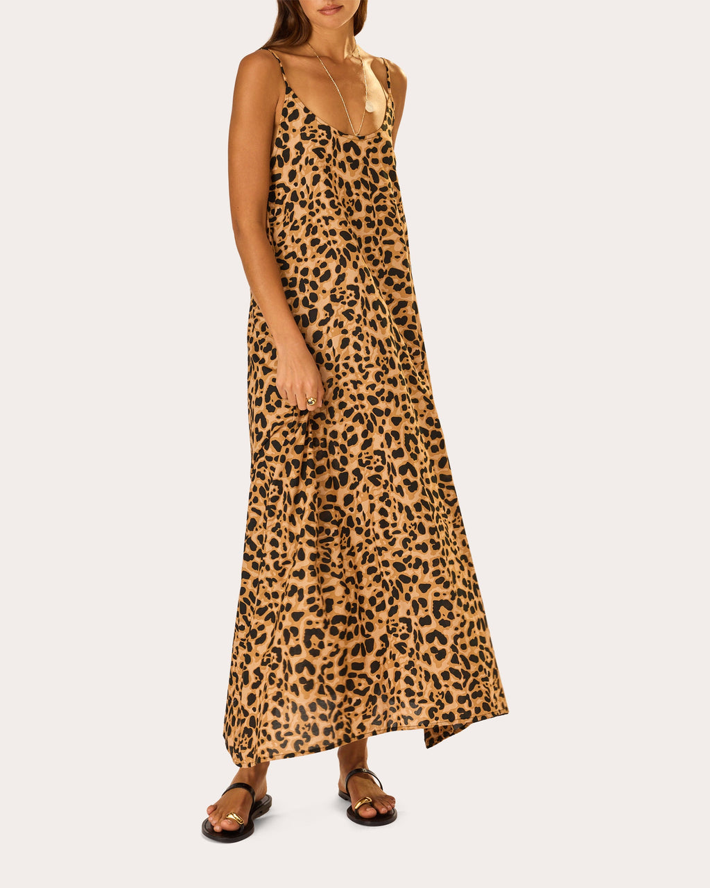 Heather Leopard Cotton Maxi Slip Dress