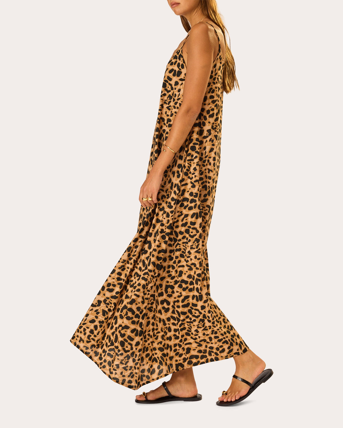 Heather Leopard Cotton Maxi Slip Dress