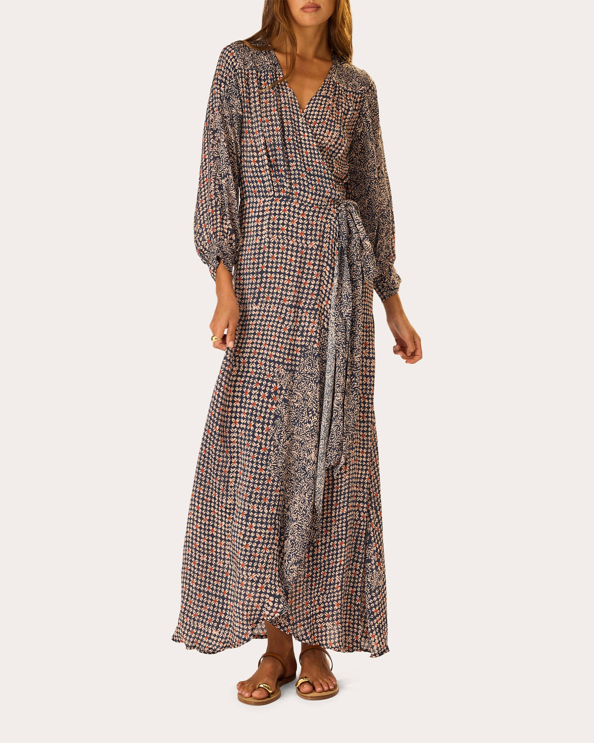 Kate Floral Gathered Wrap Maxi Dress