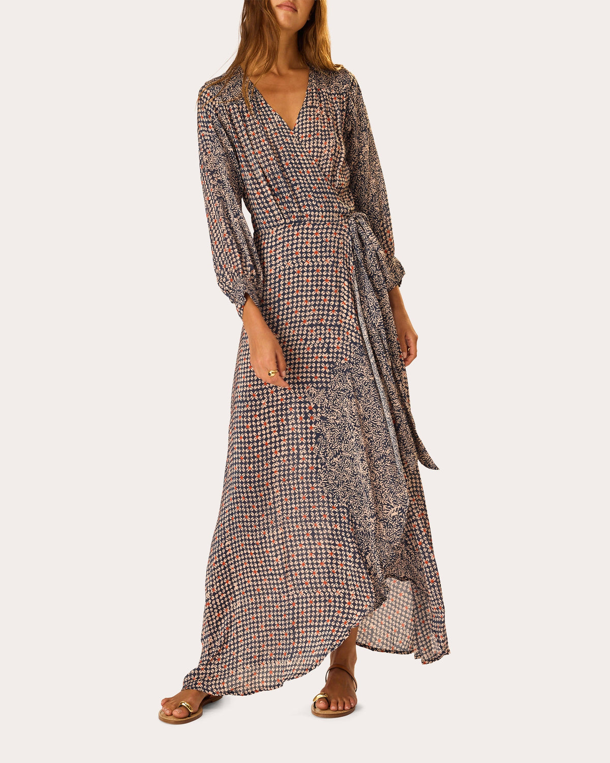 Kate Floral Gathered Wrap Maxi Dress
