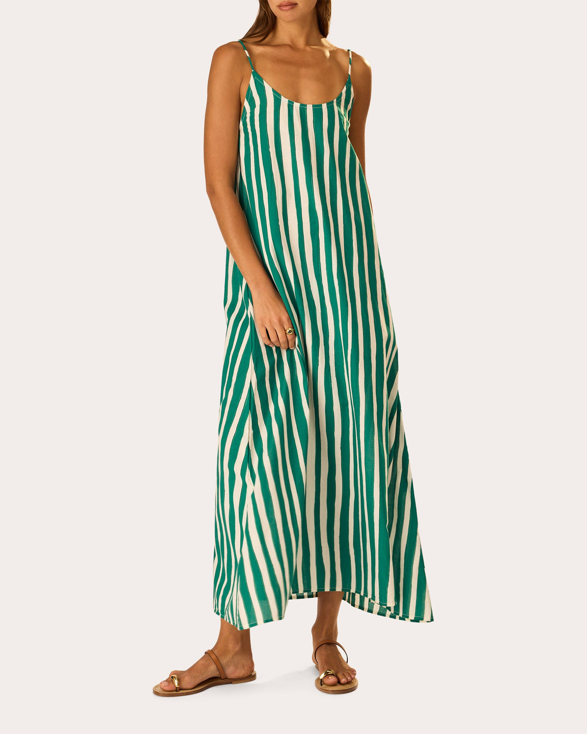 Heather Stripe Cotton Maxi Slip Dress