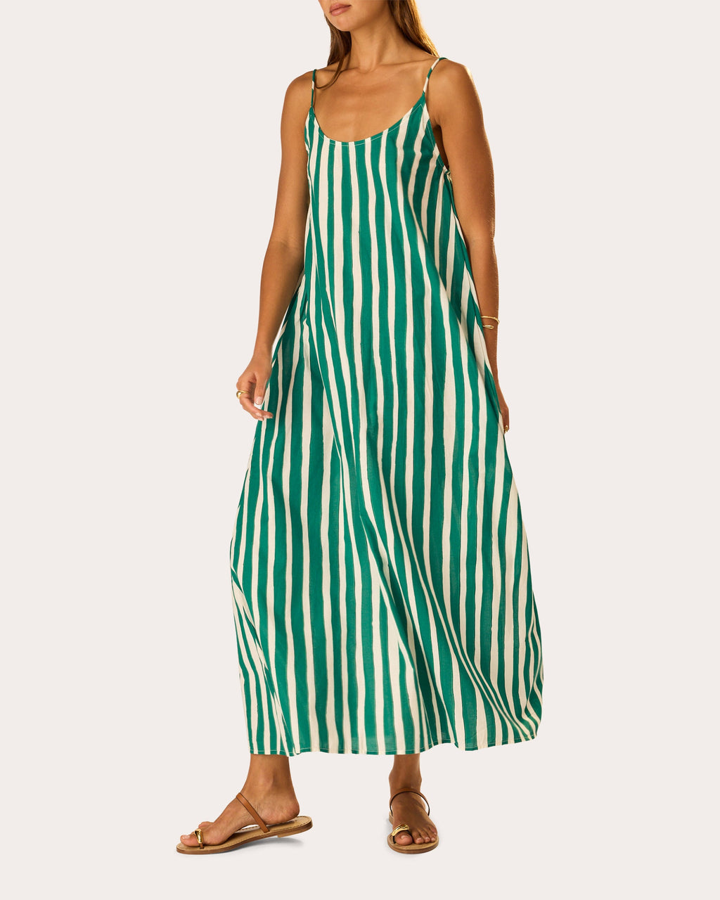 Heather Stripe Cotton Maxi Slip Dress