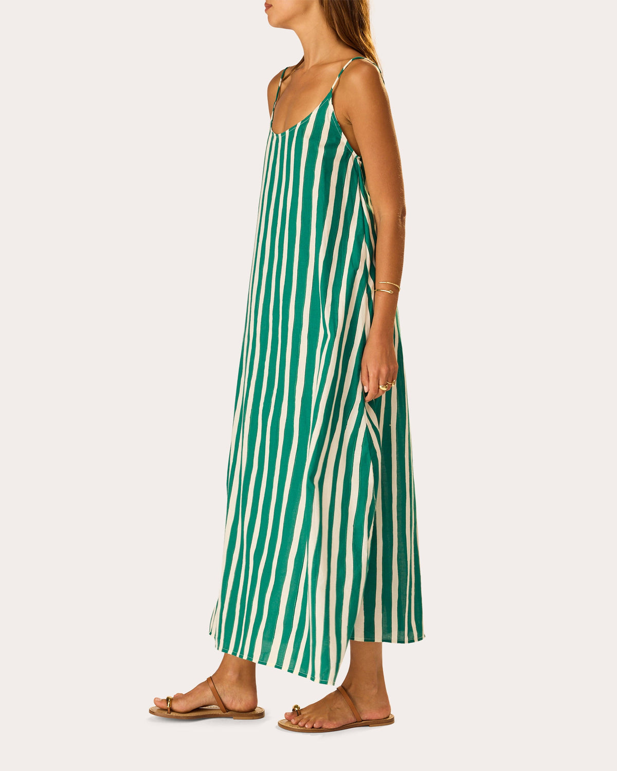 Heather Stripe Cotton Maxi Slip Dress
