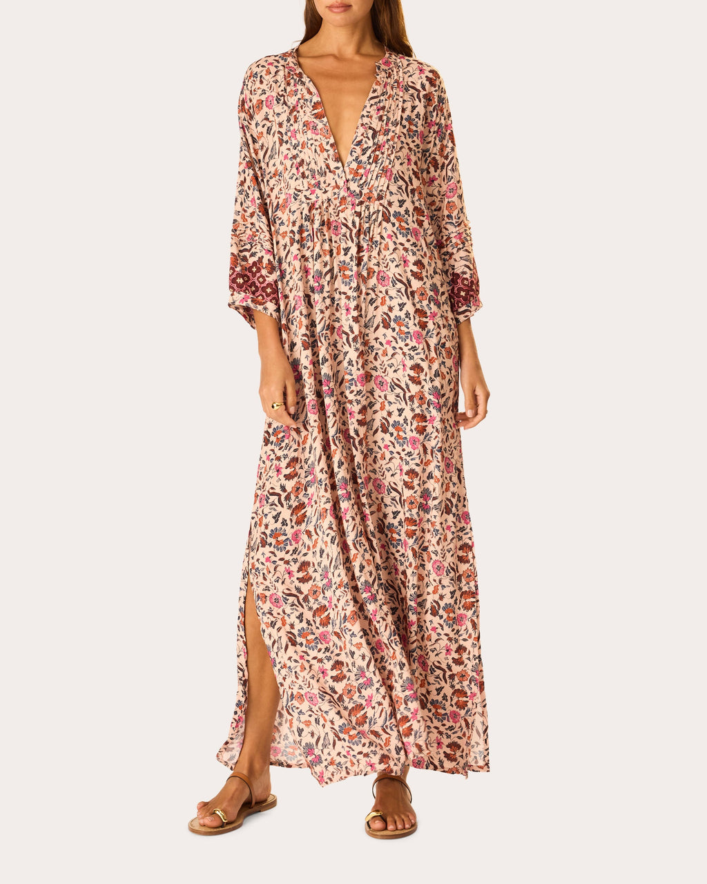 Sammie Floral Pleated Button-Front Maxi Dress
