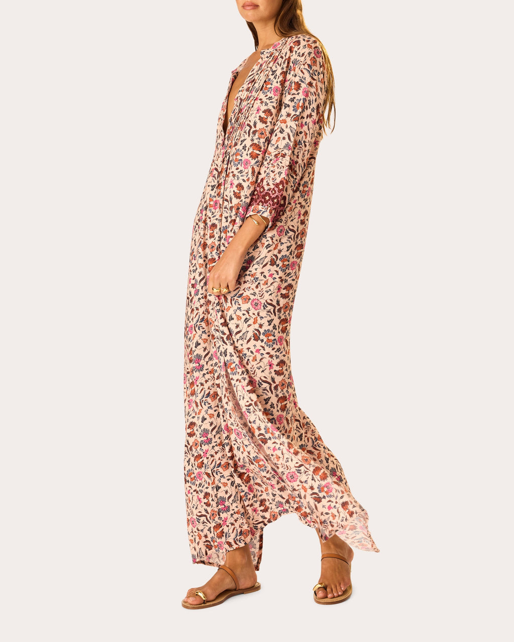 Sammie Floral Pleated Button-Front Maxi Dress