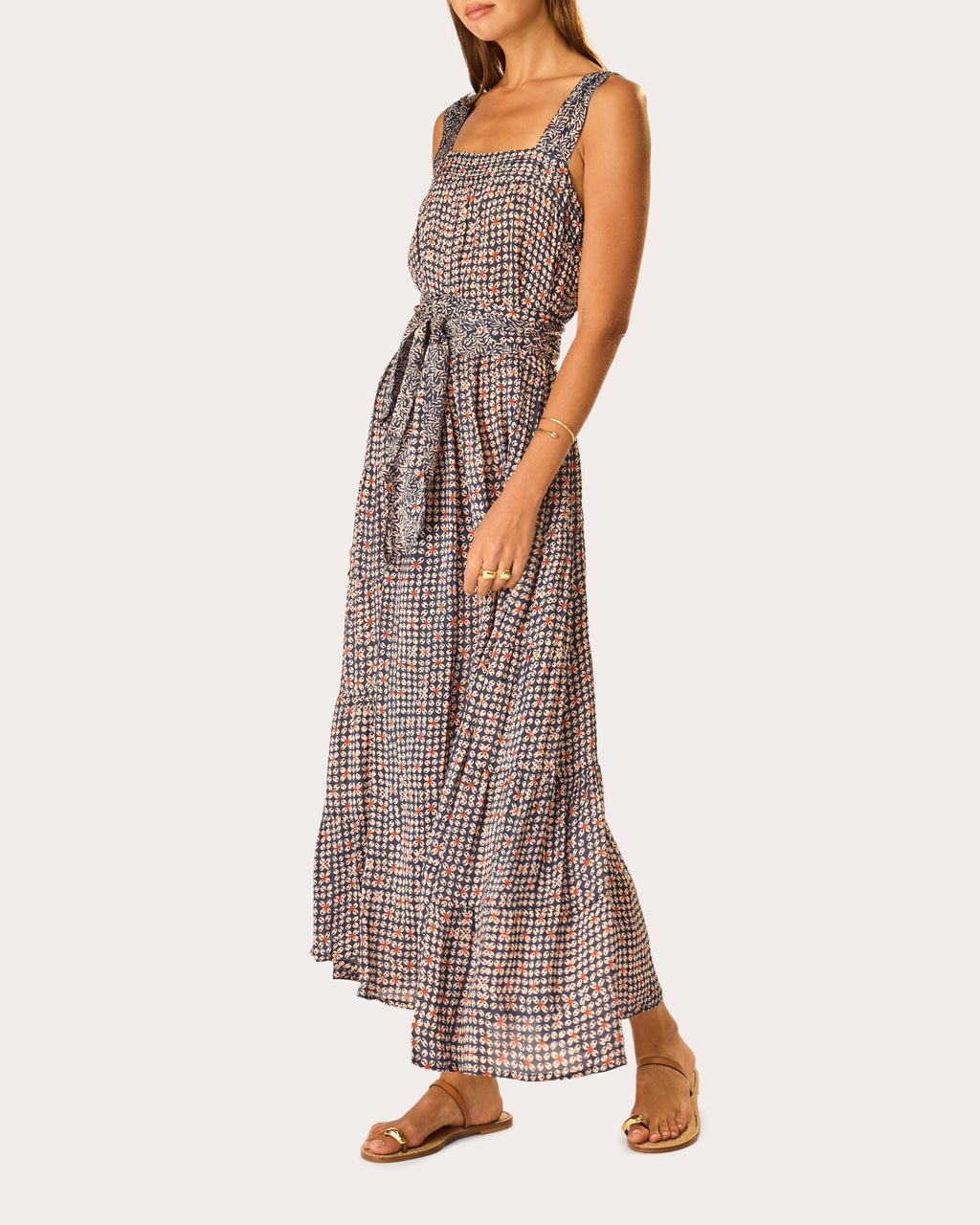 Jasmine Floral Pintucked Tiered Maxi Dress