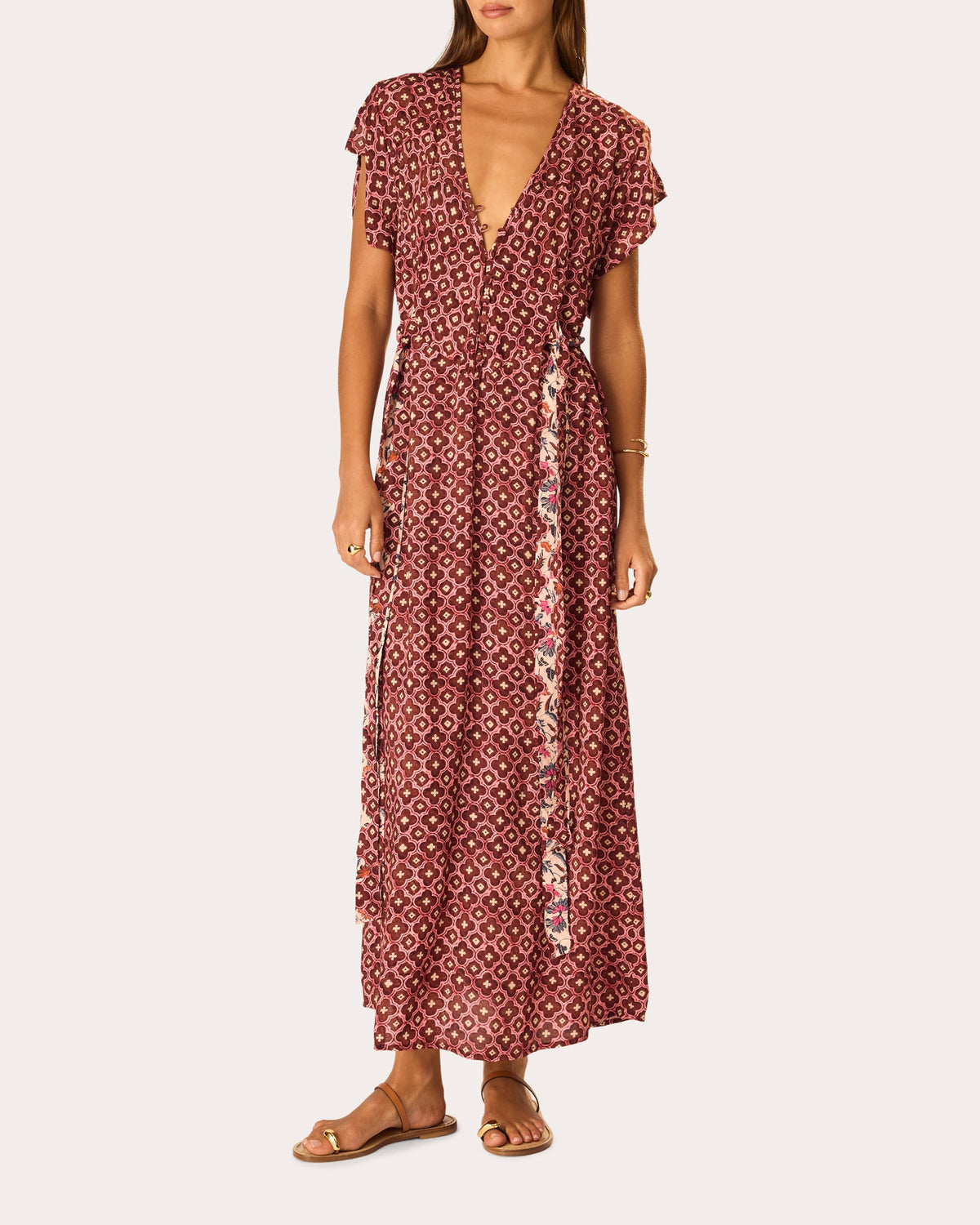 Monica Mosaic V-Neck Maxi Dress