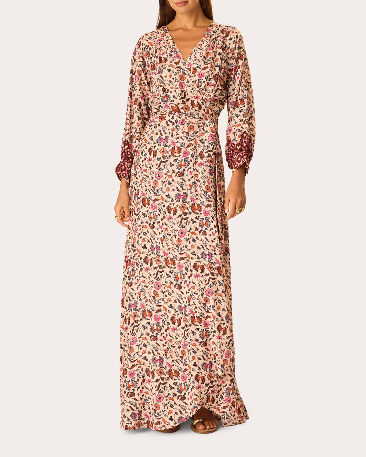 Kate Floral Gathered Wrap Maxi Dress