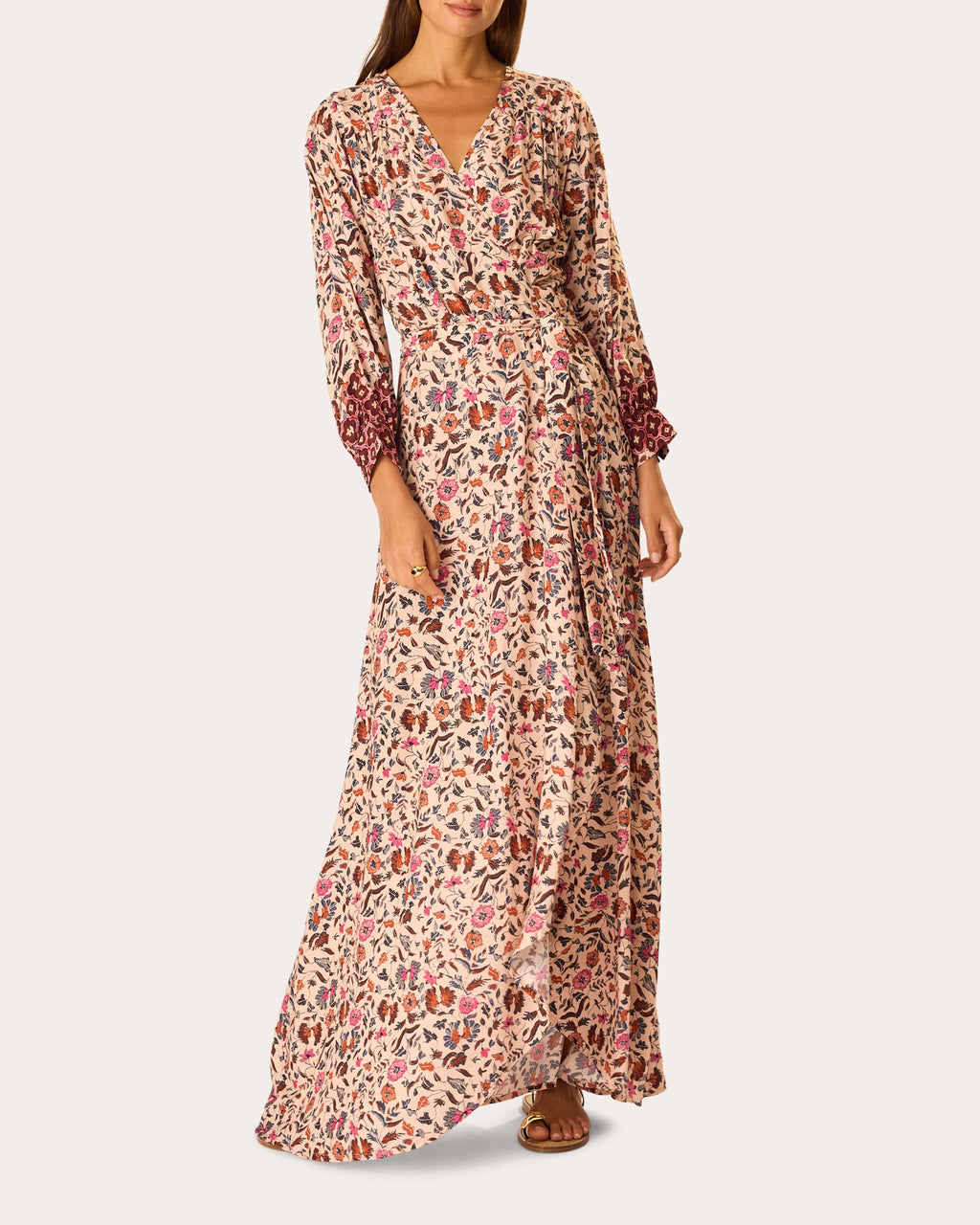 Kate Floral Gathered Wrap Maxi Dress