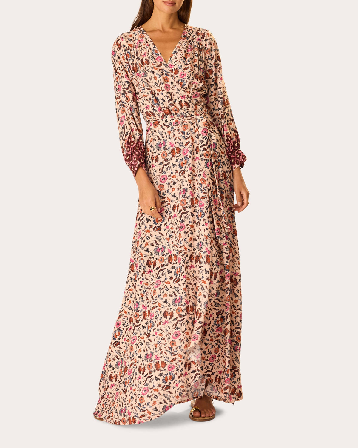 Kate Floral Gathered Wrap Maxi Dress