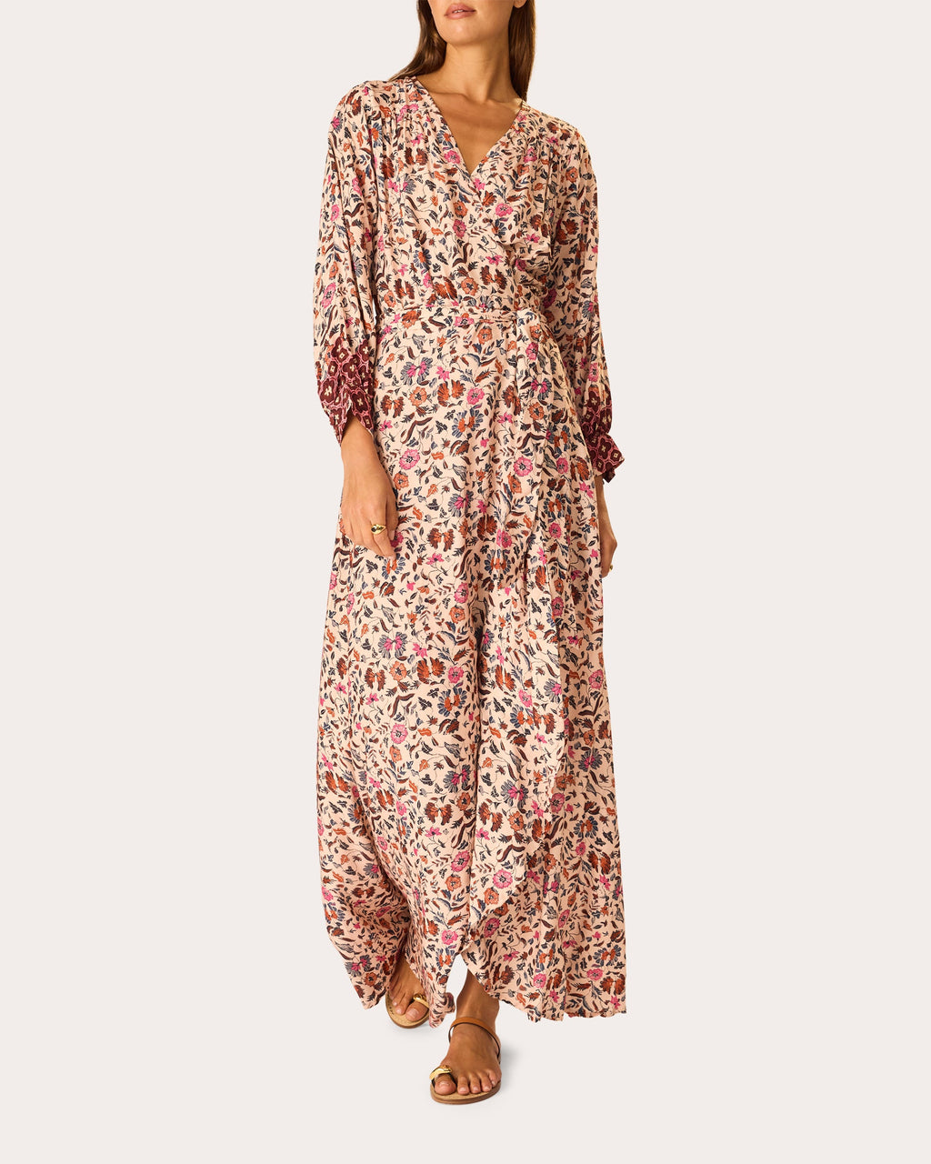 Kate Floral Gathered Wrap Maxi Dress