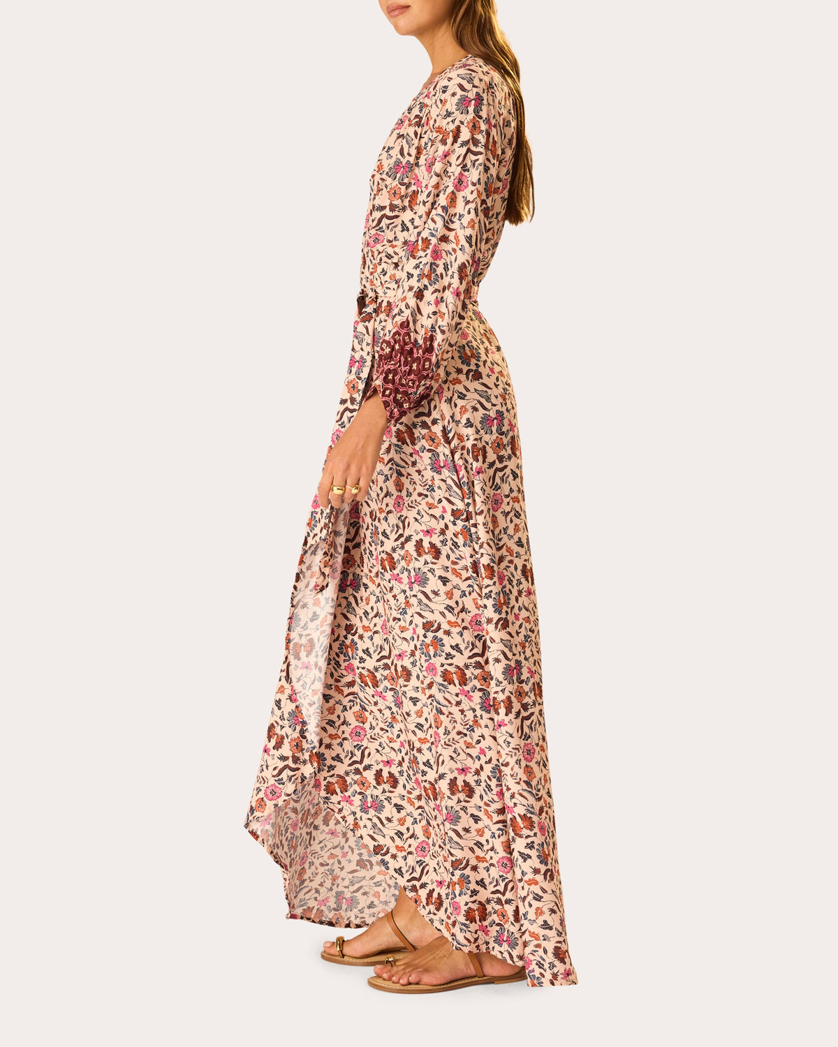 Kate Floral Gathered Wrap Maxi Dress