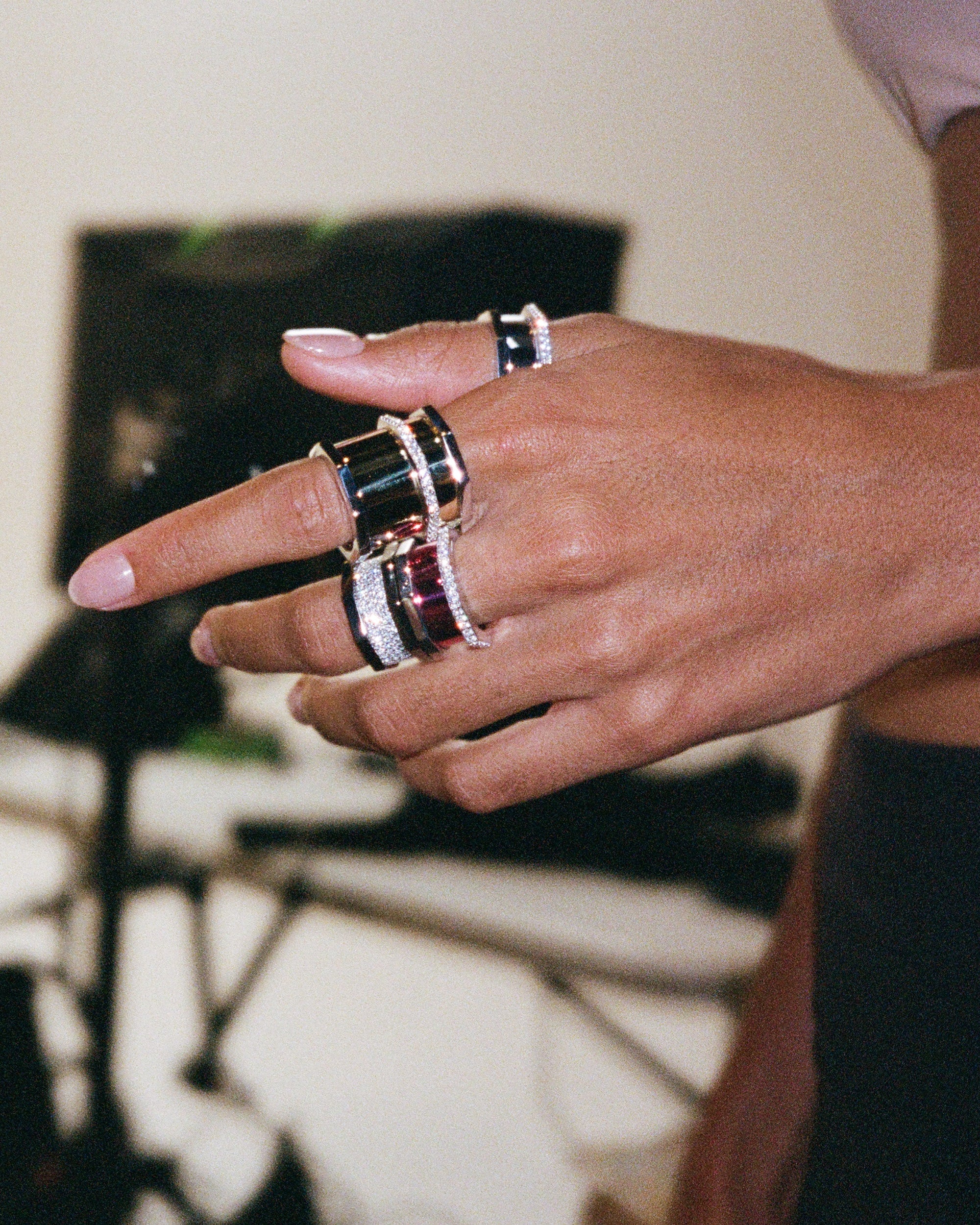 Metallic Fuchsia & 18k White Gold Tubo Ring