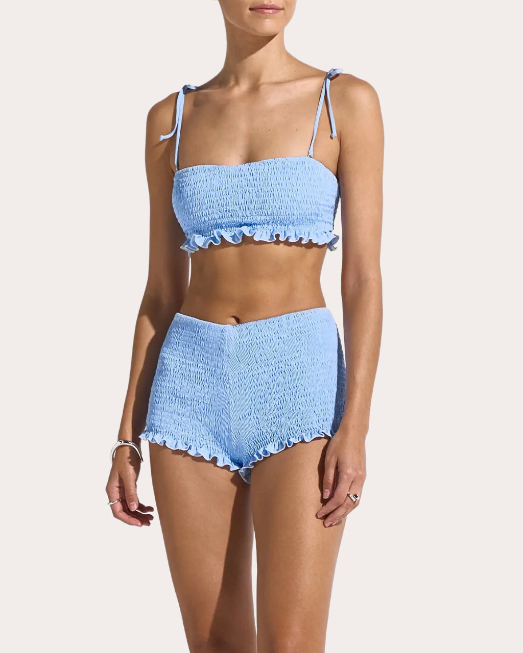 Sea Smocked Bandeau Bikini Top