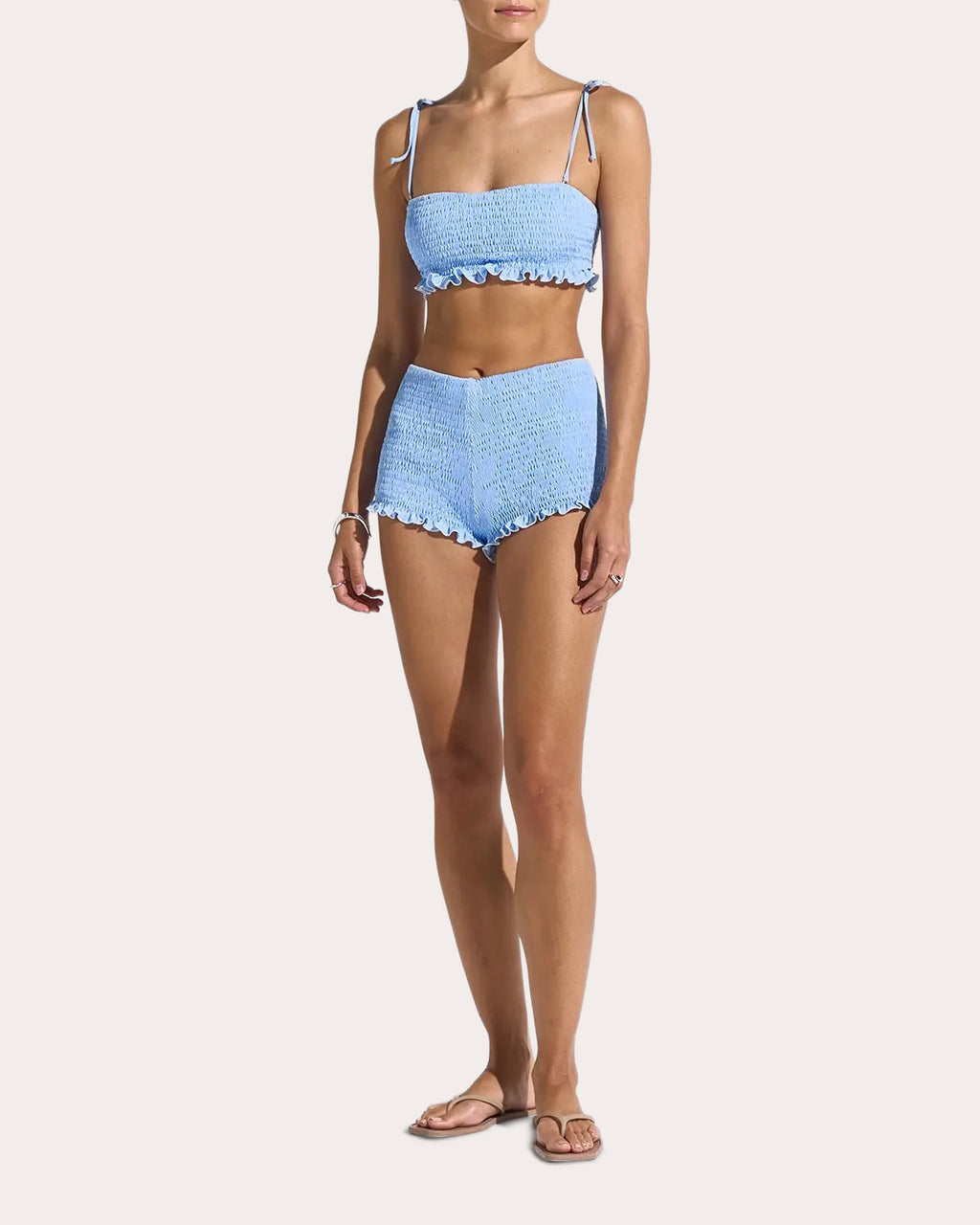 Sea Smocked Bandeau Bikini Top