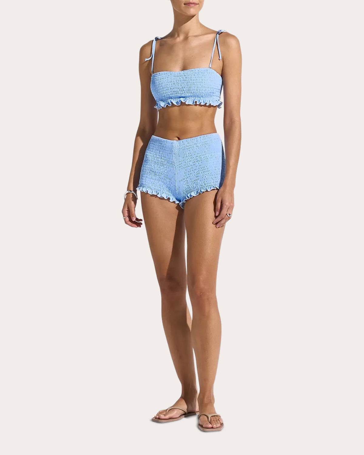 Sea Smocked Bandeau Bikini Top