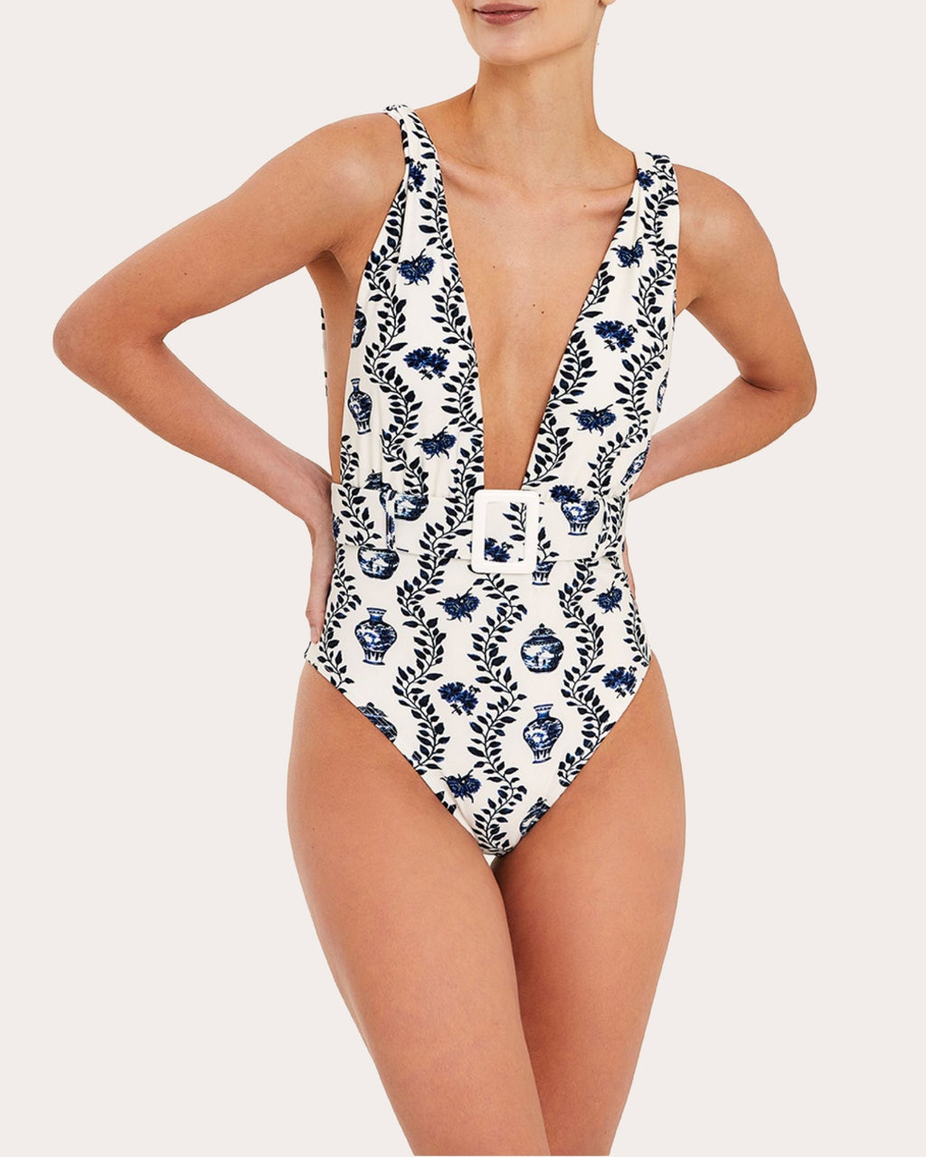 Dynastie Royale Belted Plunge One-Piece