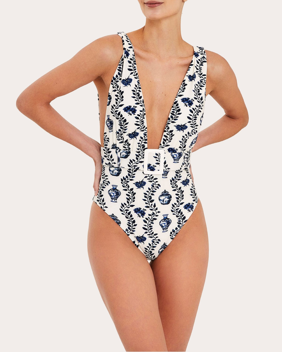 Dynastie Royale Belted Plunge One-Piece