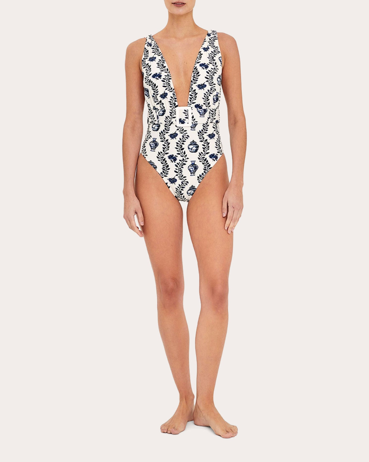 Dynastie Royale Belted Plunge One-Piece
