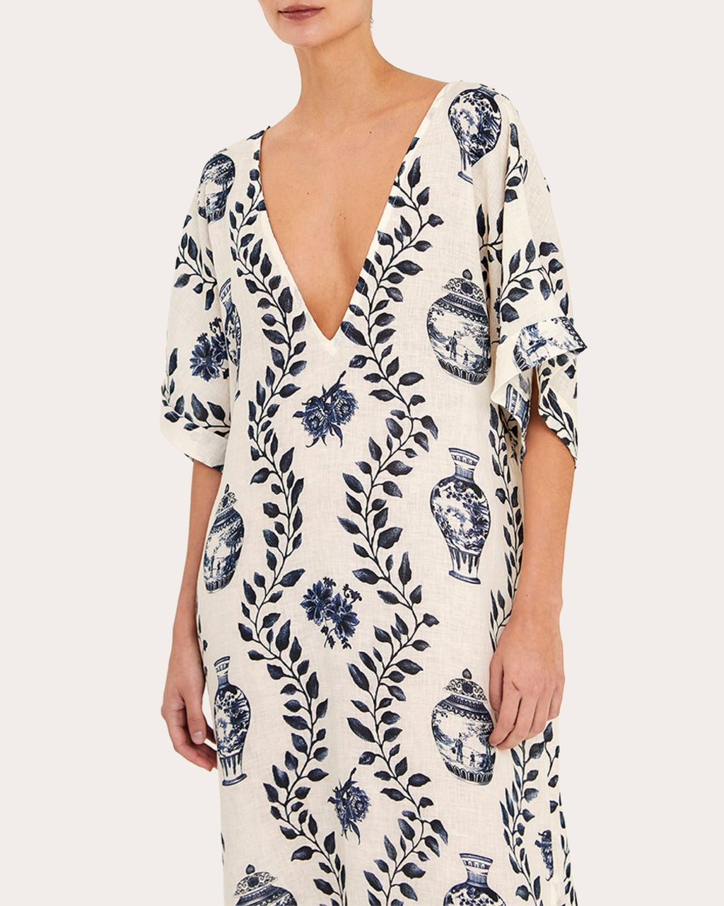 Dynastie Royale Linen V-Neck Tunic Dress