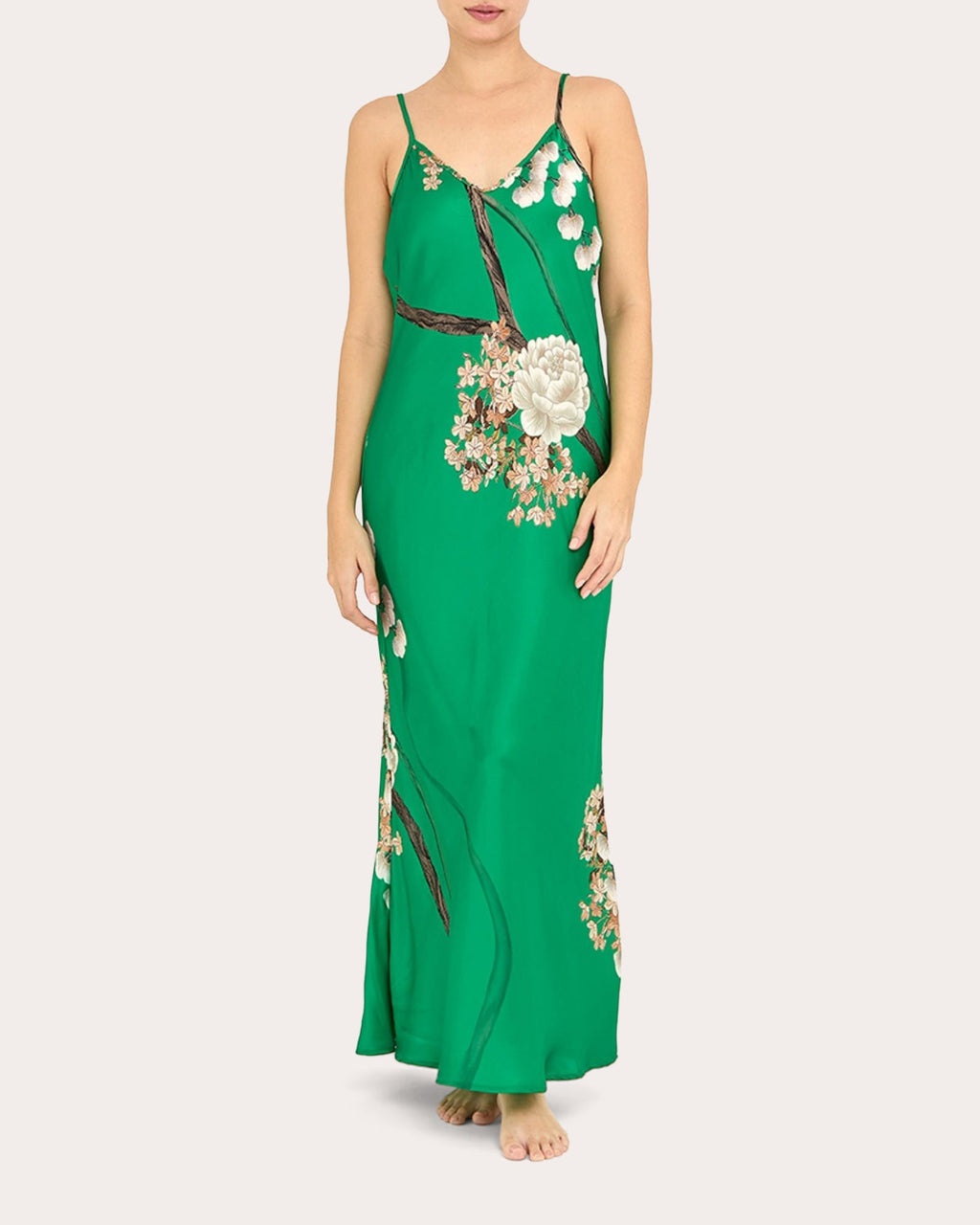 Jade Silk Midi Slip Dress