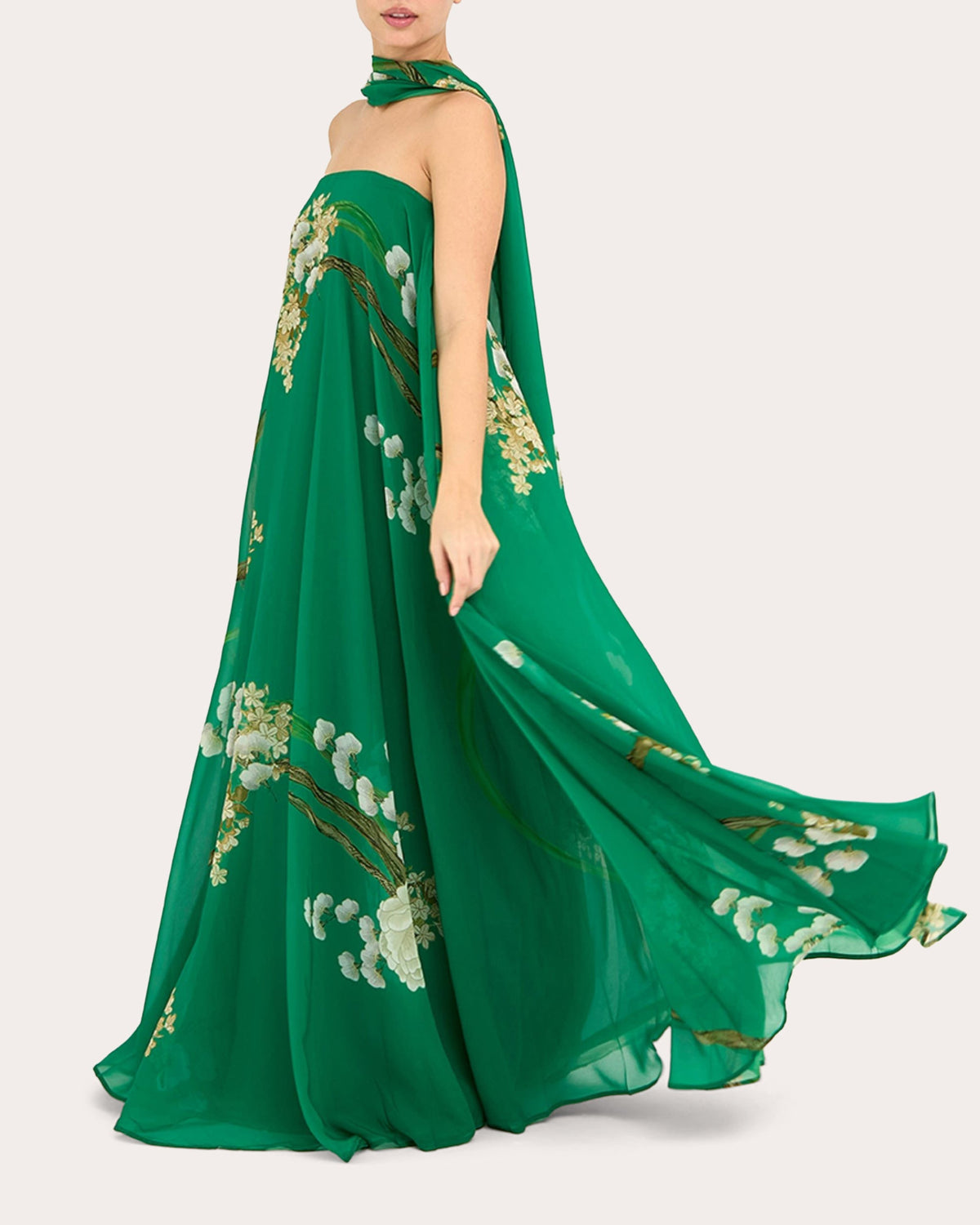 Jade Scarf Strapless Maxi Dress