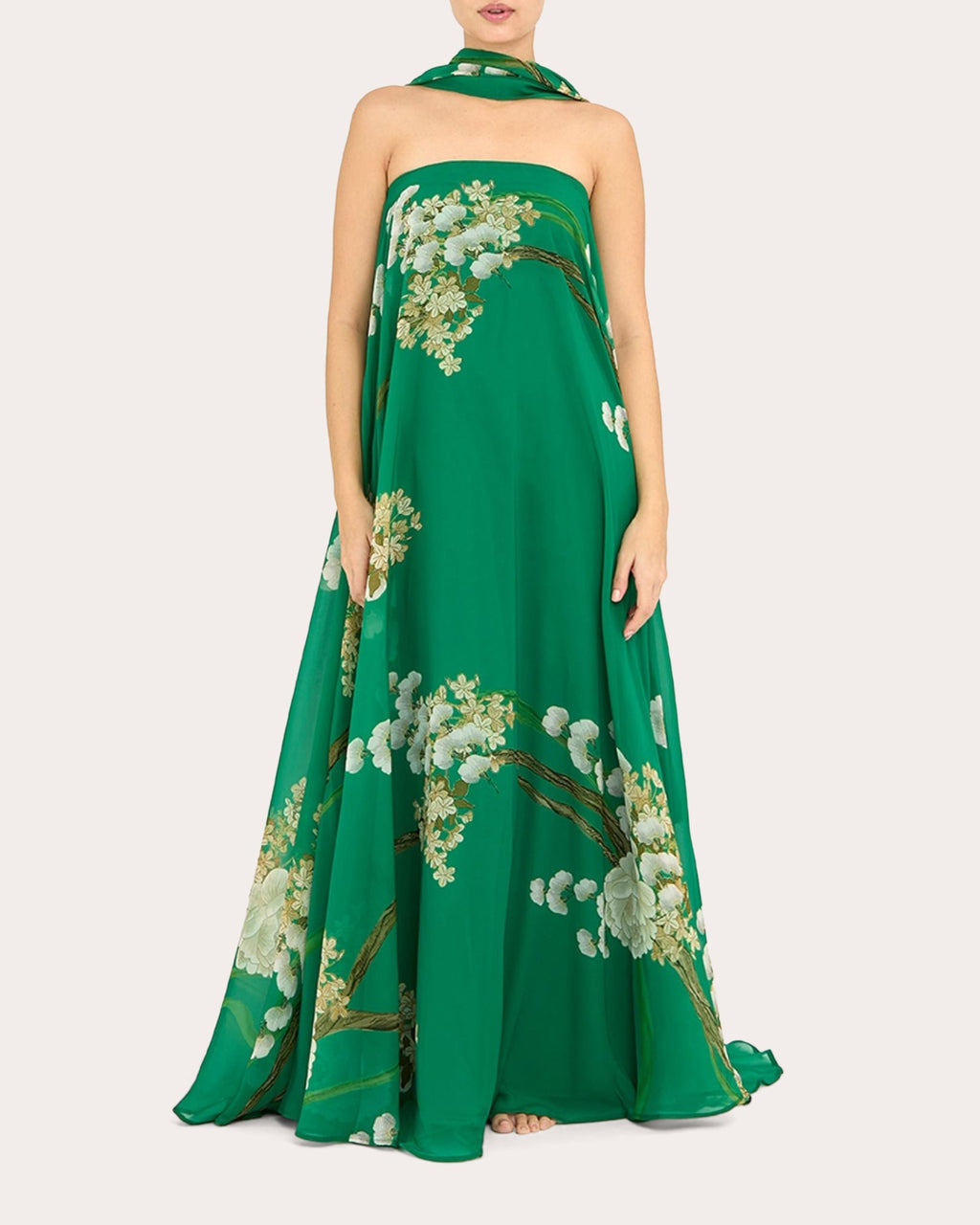 Jade Scarf Strapless Maxi Dress