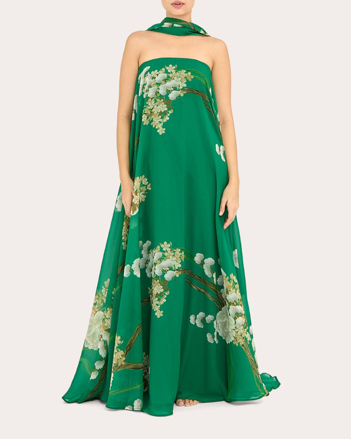Jade Scarf Strapless Maxi Dress