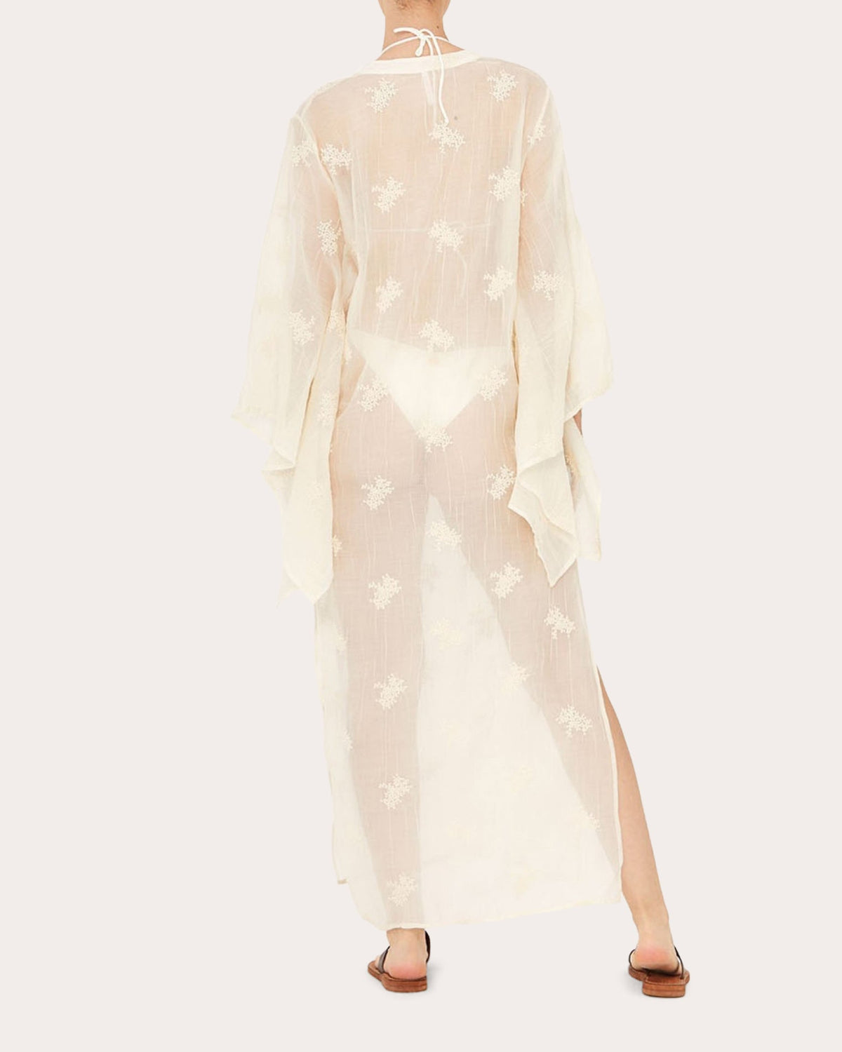 La Perle Sheer Embroidered Maxi Kaftan