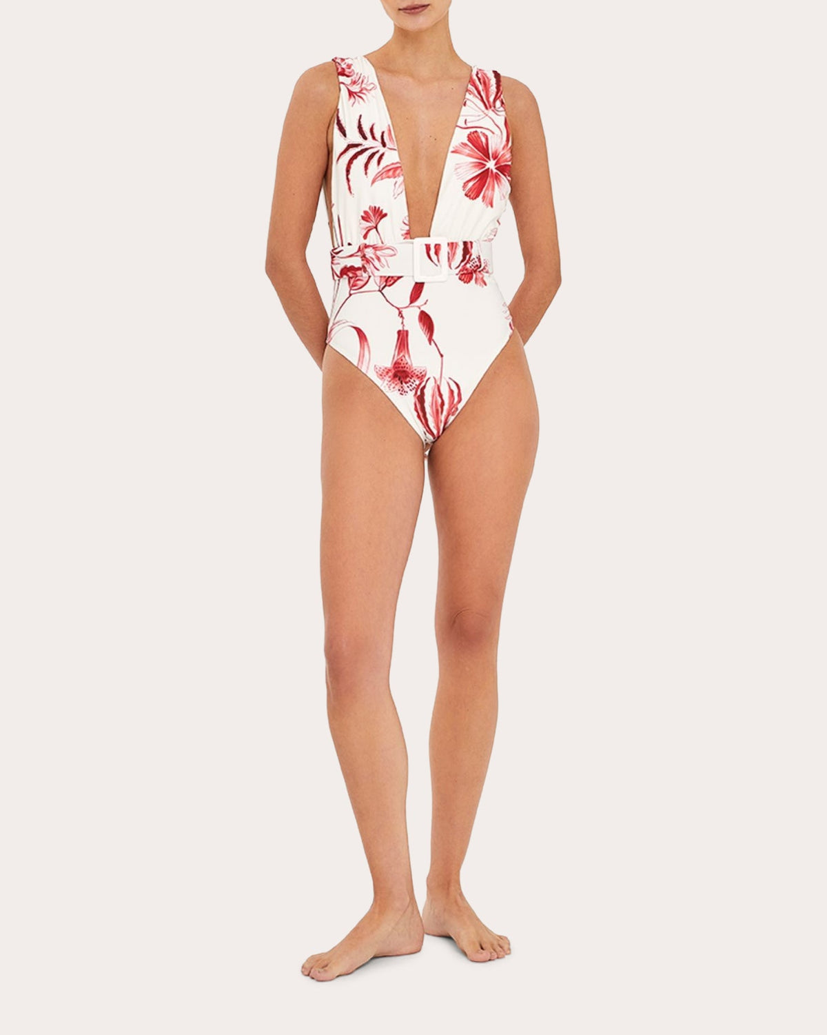 La Vie Rouge Belted Plunge One-Piece